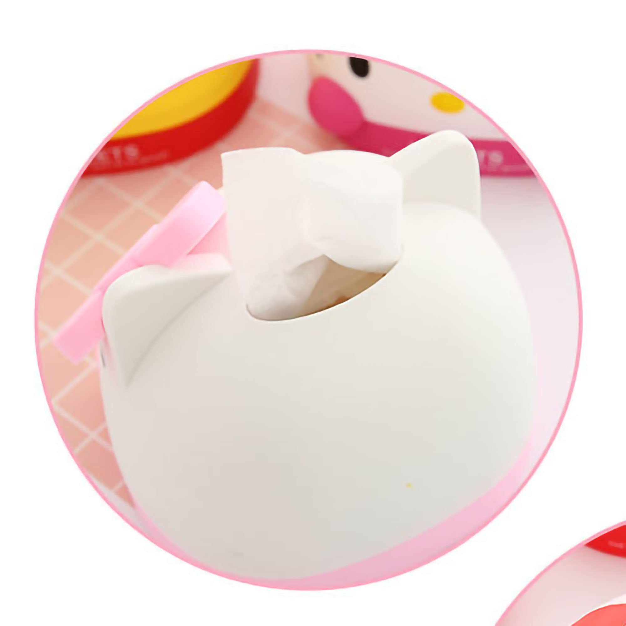 Cute Pink Cat Tissue Box Holder - Kawaii Kitty Tissue Dispenser for Living Room, Bedroom, Bathroom, Office & Car - Decorative Desktop Organizer for Home & Work Spaces