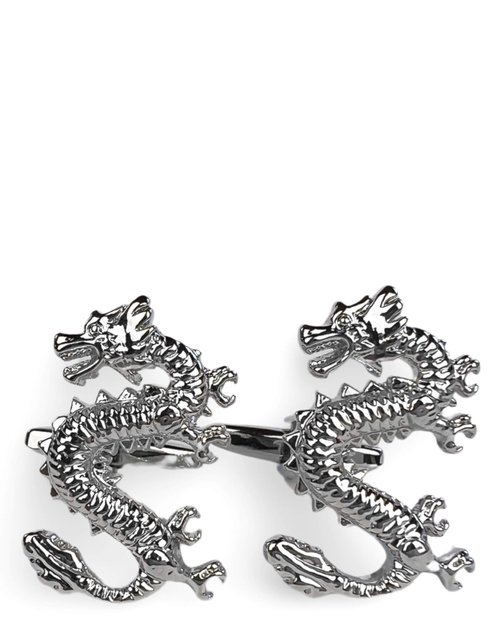 Exquisite Chinese Dragon Cufflinks - Sterling Silver Men's Dress Accessories for Weddings, Business Meetings & Formal Events