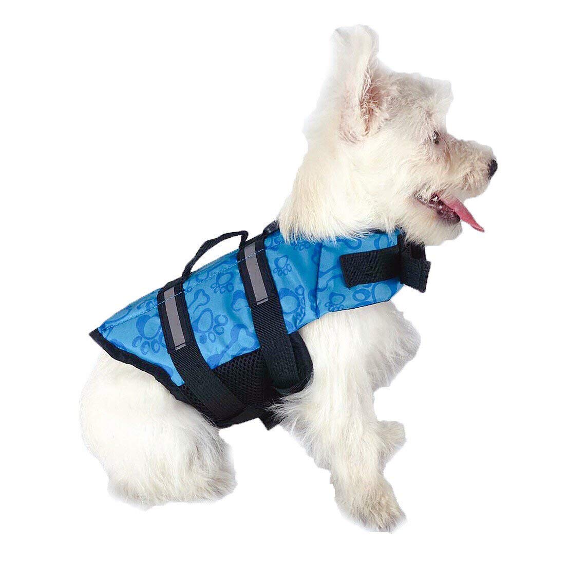 GabeFish Dog Life Jacket - Safety Vest with Reflective Strips & Harness for Swimming, Boating & Water Activities - X-Large Size in Bone Blue - Perfect for Beach, Pool & Outdoor Adventures