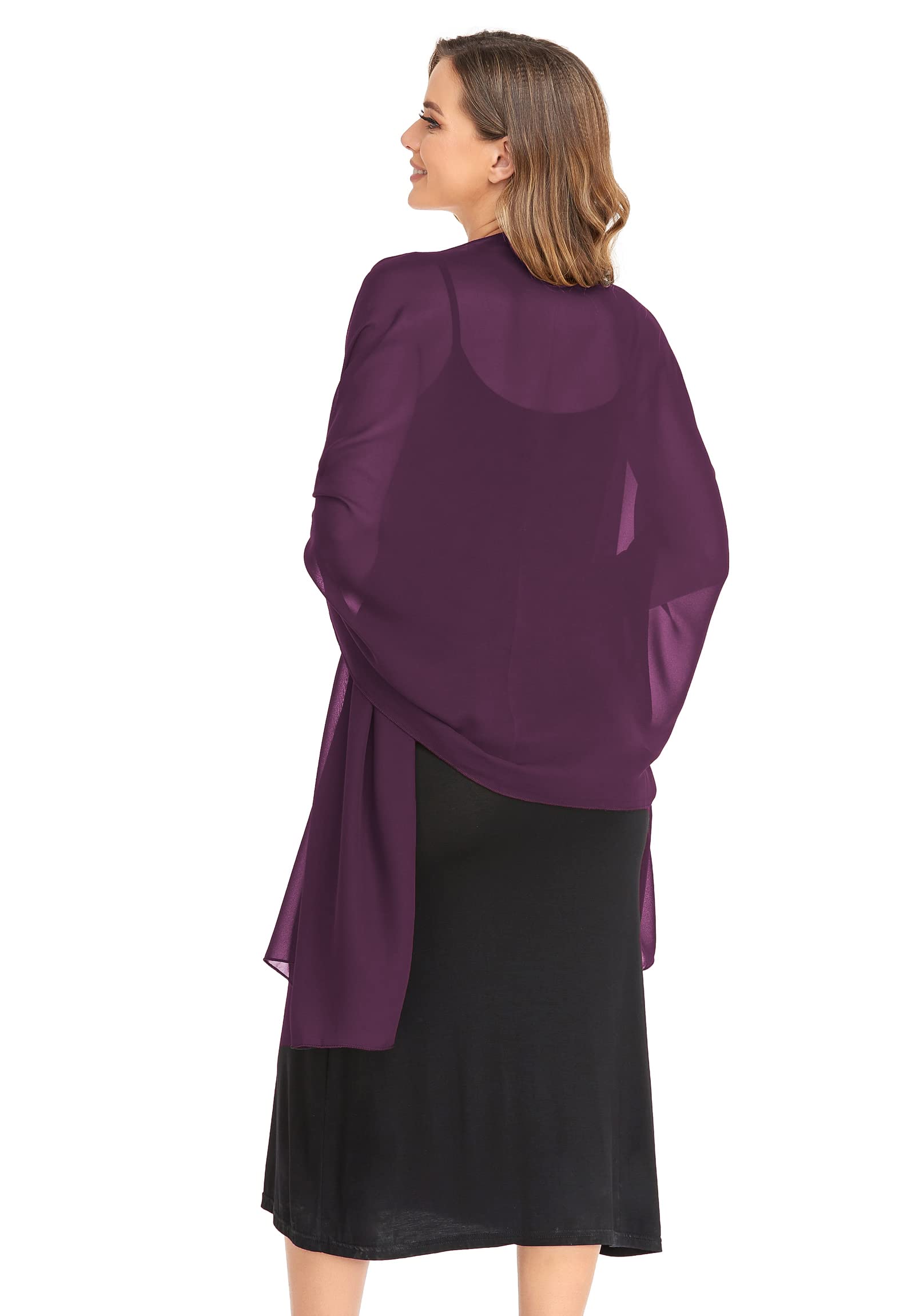 Elegant Sheer Chiffon Shawls for Women - Soft Silky Wedding Bridal Wraps & Evening Dress Scarves - Perfect for Formal Events, Date Nights, and Special Occasions