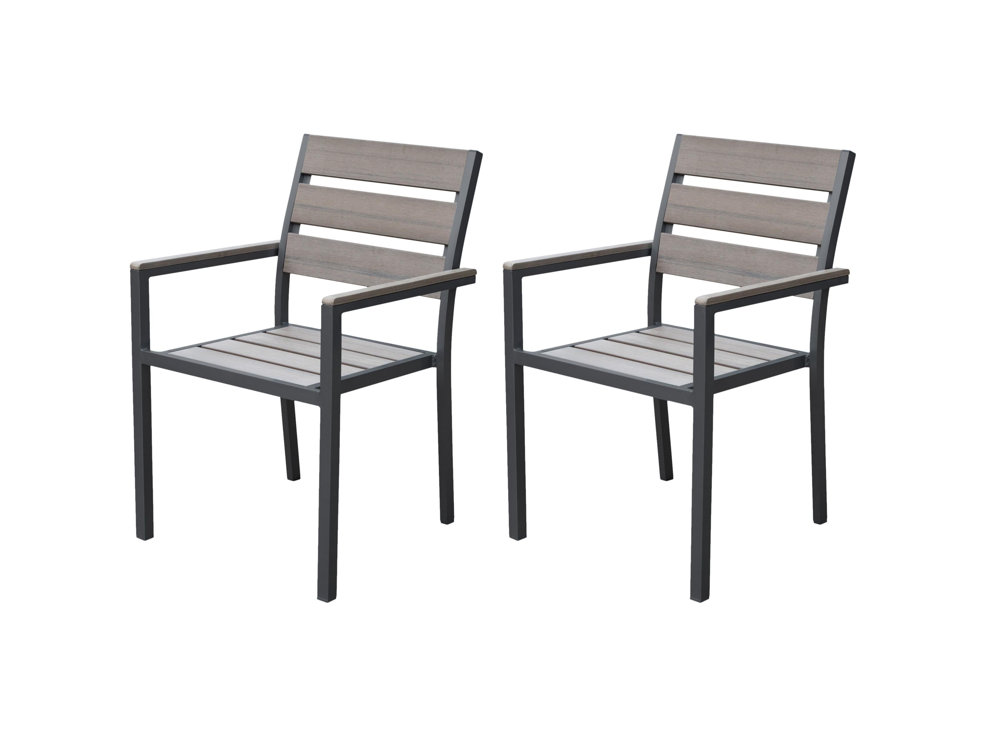 Premium Charcoal Grey Patio Dining Chairs Set of 2 - Weather-Resistant Outdoor Furniture for Garden, Deck, or Poolside Dining