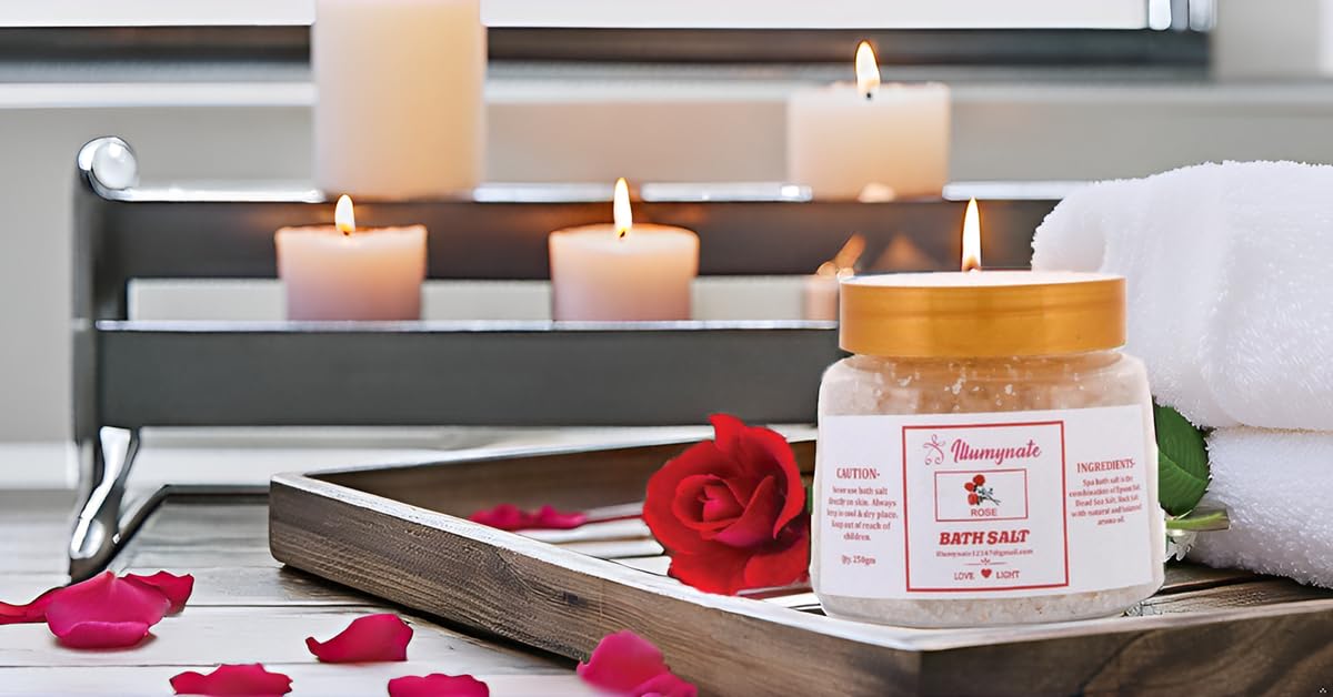 Illumynate Rose Bath Salt for Pain Relief & Relaxation – 100% Pure & Natural Body Soak for Men & Women – Moisturizing Skin Care – 250g (Pack of 2) – Perfect for Stress Relief & Spa Nights at Home