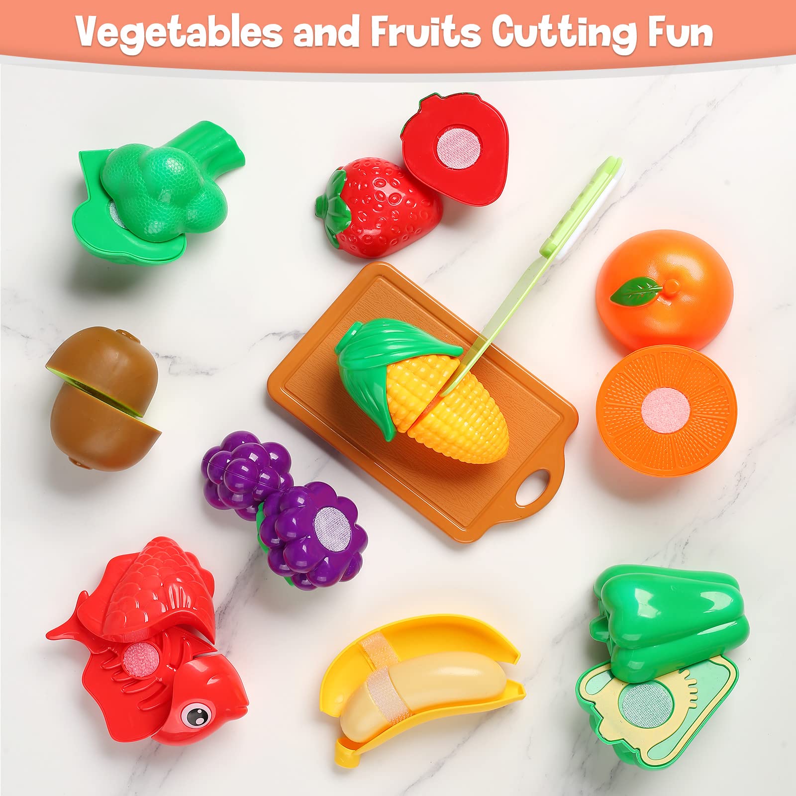 **CUTE STONE Kids Kitchen Playset - 24-Piece Pretend Play Food & Cookware Toys with Pots, Pans & Utensils - Educational Toddler Cooking Set for Boys & Girls - Perfect for Role Play, Birthday Gifts & Preschool Learning**