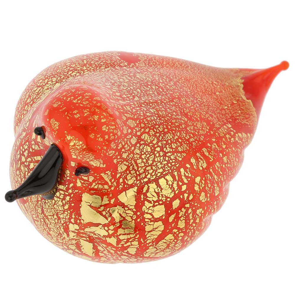 Authentic Murano Glass Bird Figurine - Handcrafted in Venice, Italy - Vibrant Orange Decorative Collectible for Home & Office Décor