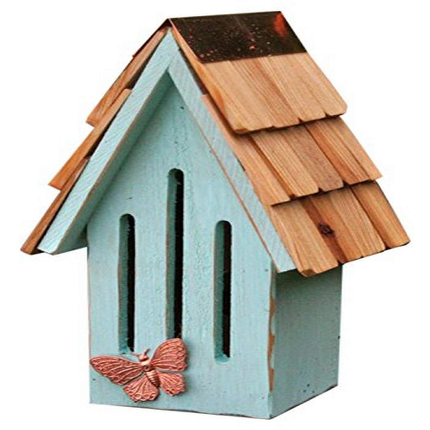 Heartwood 198C Sky Blue Butterfly Breeze House - Decorative Garden Cottage for Outdoor Decor, Backyard Ornament, and Fairy Garden Accessory