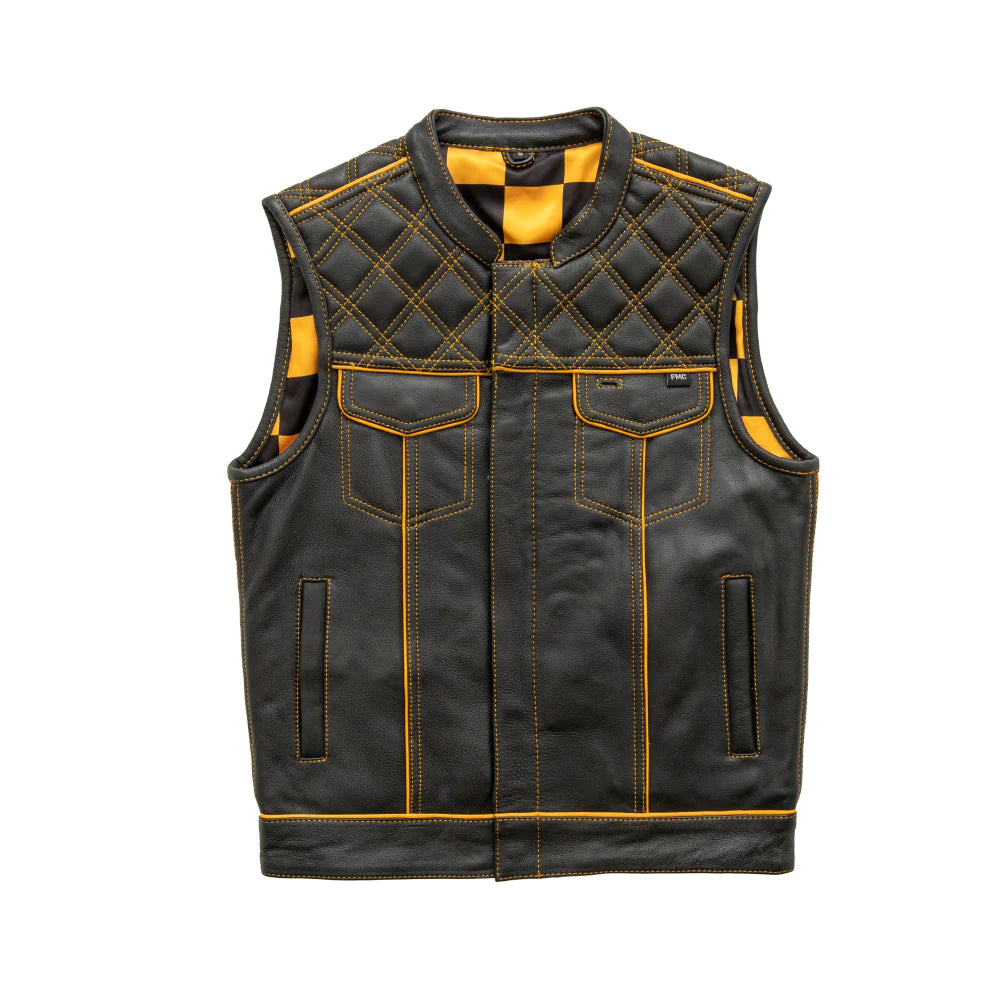 Men's Yellow Checker Vest - Stylish Casual Waistcoat for Outdoor Activities, Work & Fashion | Lightweight Comfortable Layering Piece for Fall & Winter