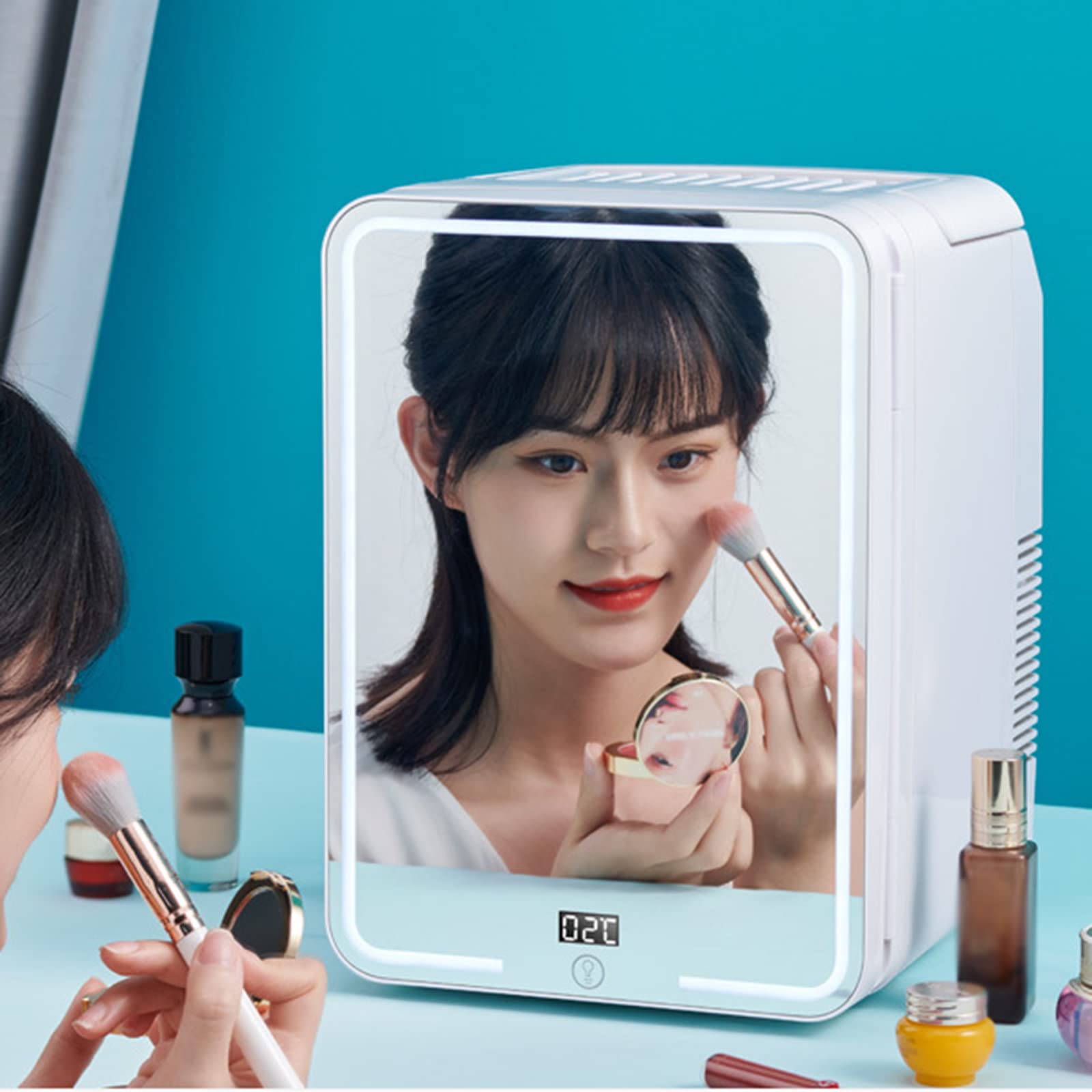 12L Mini Fridge Portable - Thermoelectric Cooler & Warmer for Skincare, Cosmetics, Breast Milk & Medications | Beauty Fridge with LED Mirror for Bedroom, Travel & Home Use | Compact Cooling Solution for Skincare Routine & Medication Storage