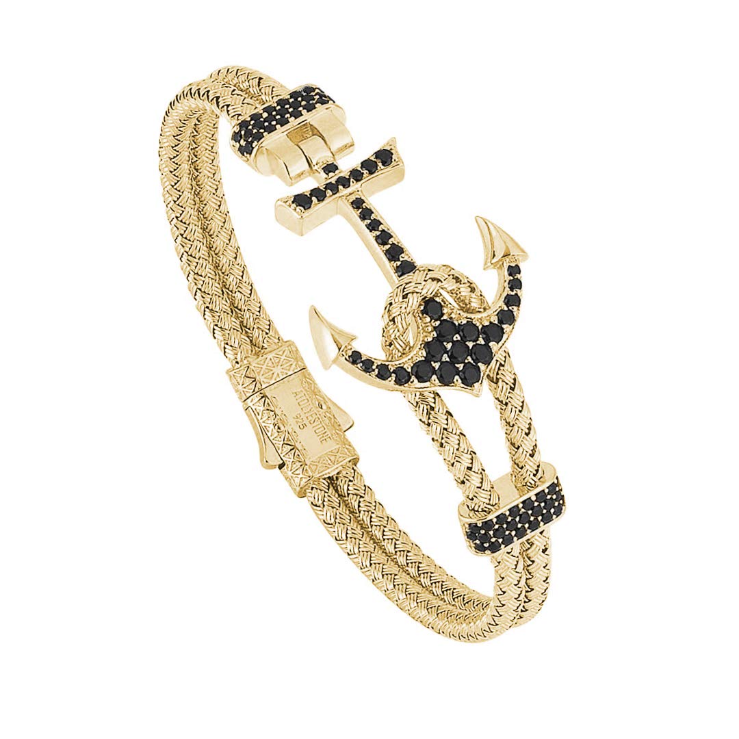 ATOLYESTONE Men's 925 Silver Anchor Bangle - Perfect Gift for Him