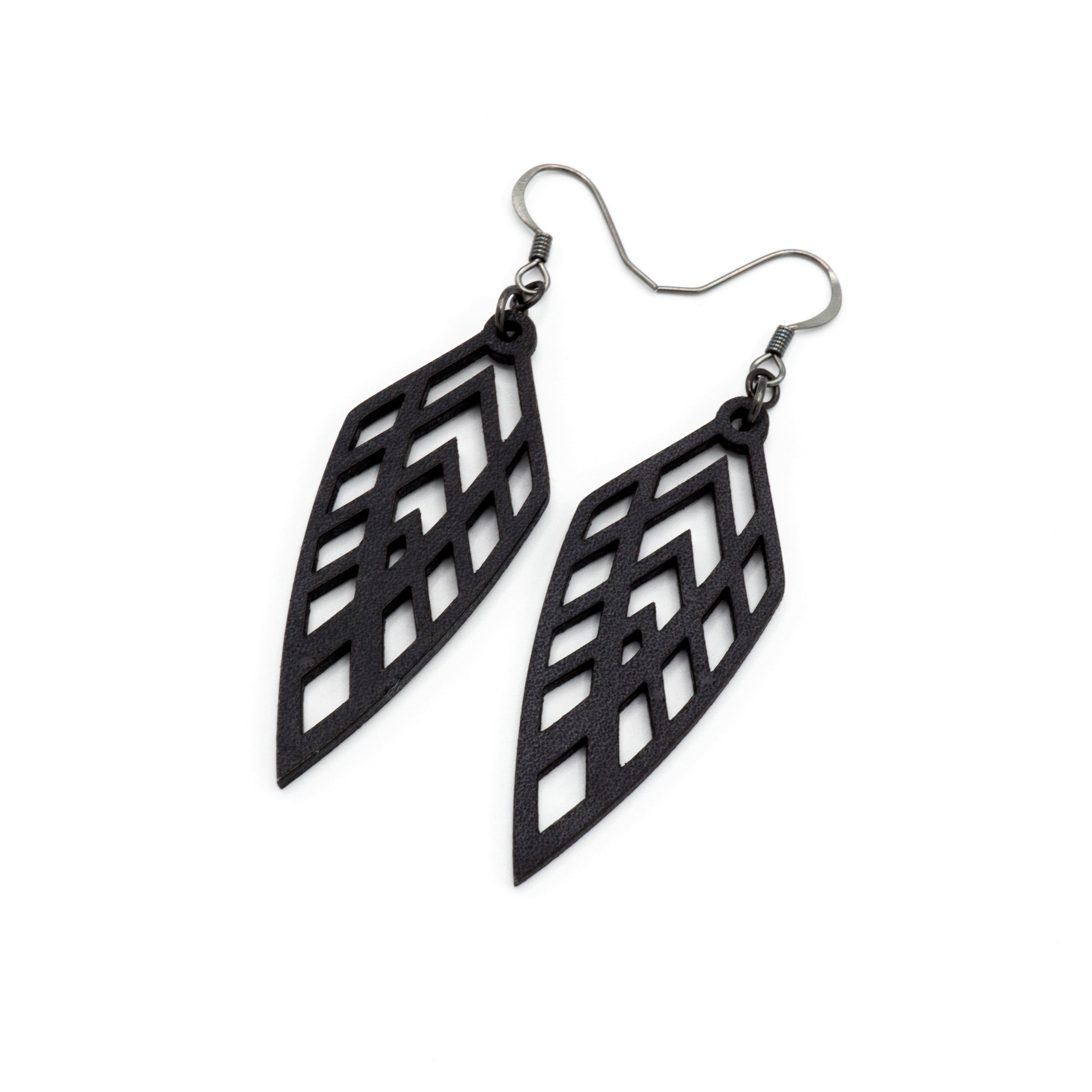 Arrowhead 02 [S] - Handmade Black Leather Earrings for Women | Boho Chic Style | Perfect for Casual Wear, Parties & Festivals