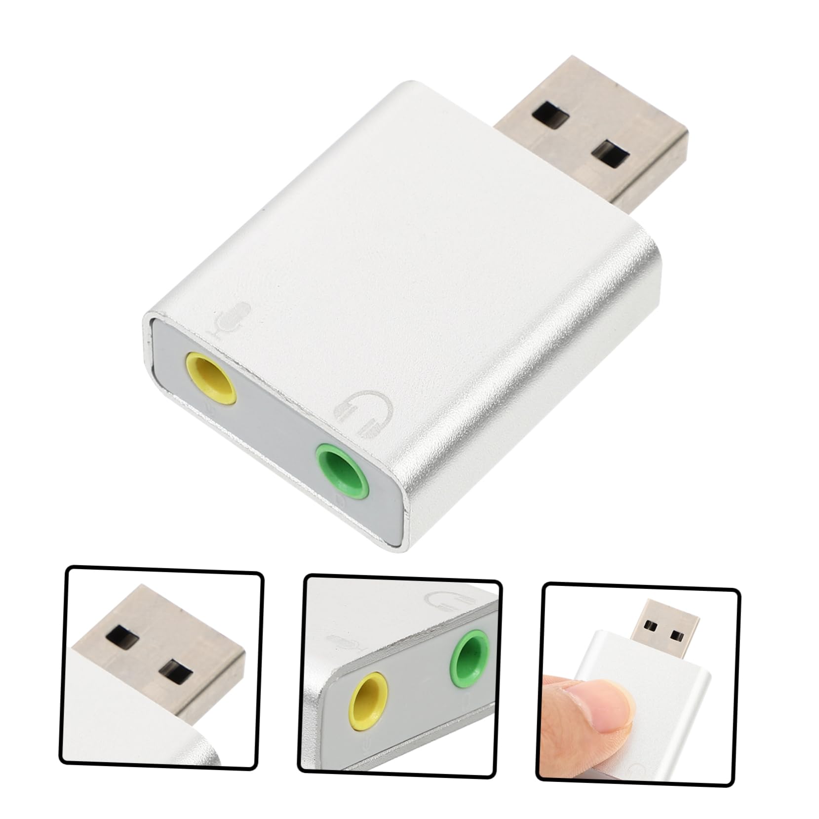 FELTECHELECTR USB External Sound Card Adapter - Aluminum Alloy USB Audio Adapter with Microphone for Laptop & PC - Windows Compatible Headphone & Mic Splitter for Gaming, Streaming & Video Calls