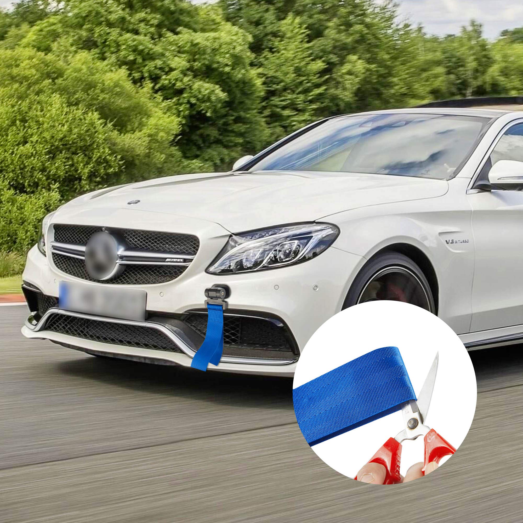 TOMALL Universal Car Decorative Tow Strap - Blue Bumper Tow Belt for Trucks & SUVs (Decoration Only) - Perfect for Off-Road Adventures & Car Shows