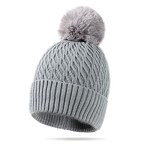 grey with pom pom