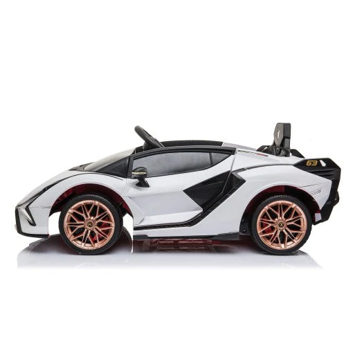 Lamborghini Sian 12V Ride-On Car for Kids - 1 Seater Electric Toy Vehicle in White - Perfect for Outdoor Play & Birthday Gifts