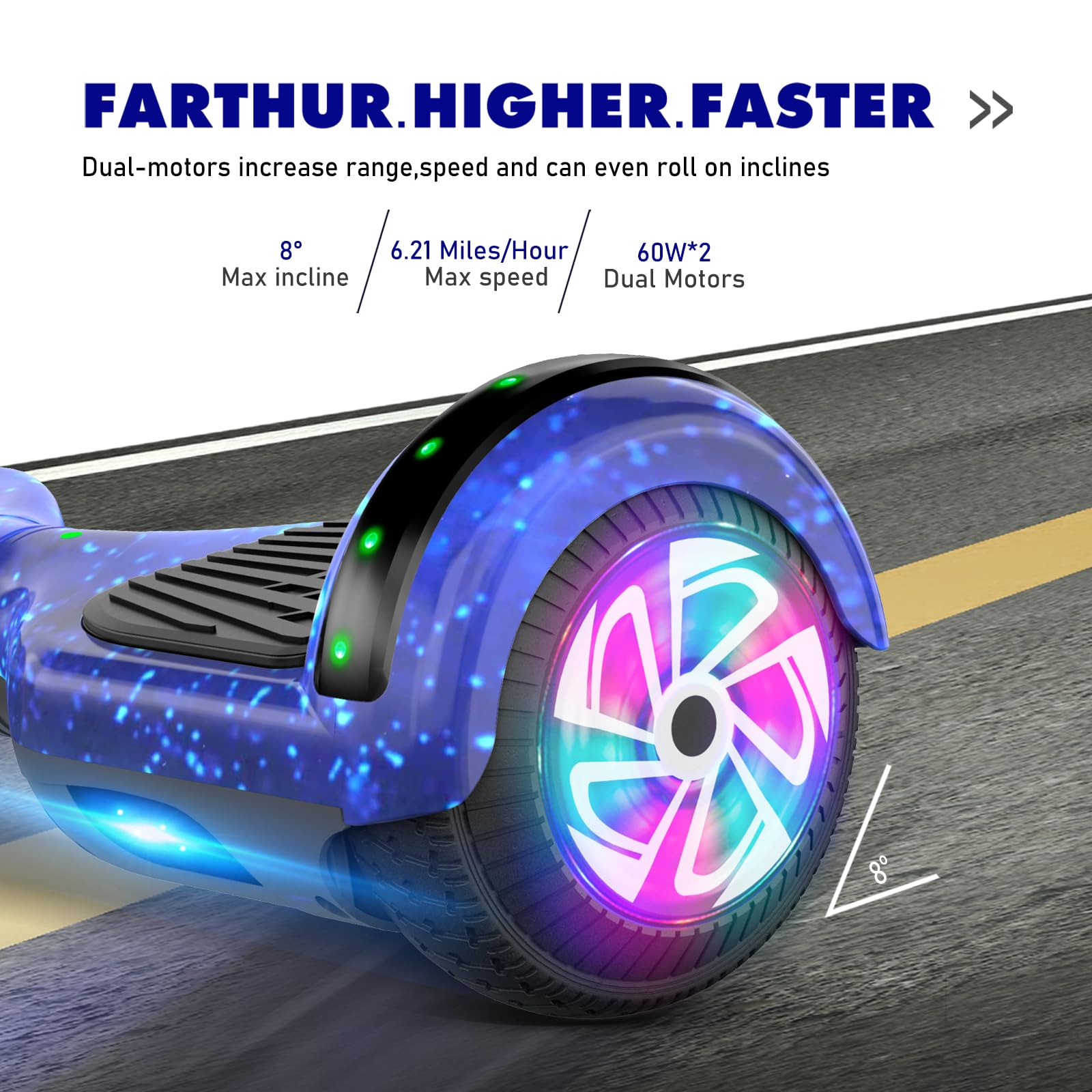 6.5 Inch Self Balancing Hoverboard Scooter with Bluetooth Speaker & LED Lights - Best Electric Hover Board for Kids Ages 6-12 - Perfect for Indoor/Outdoor Riding, Commuting & Fun Gifts