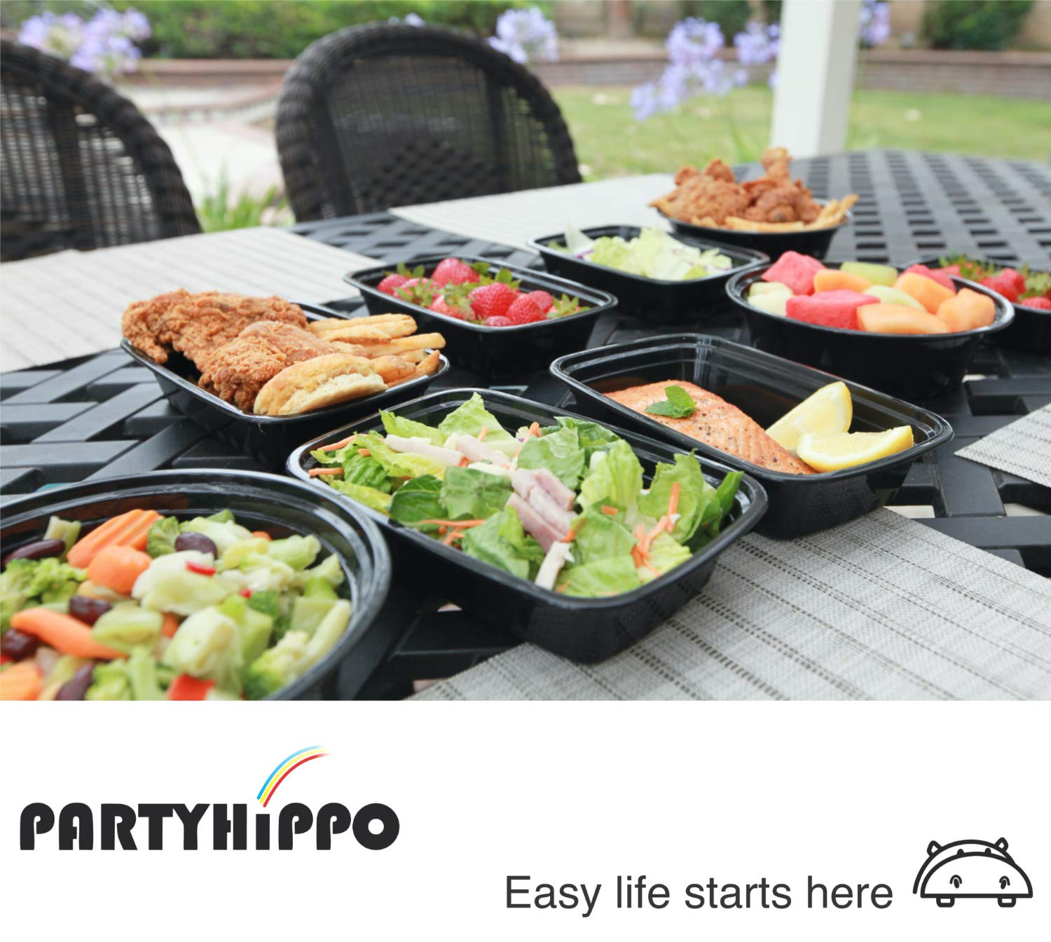 PARTYHIPPO 12-Pack Small Meal Prep Containers with Single Lids, 12 oz BPA-Free Food Storage | Stackable & Reusable Bento Lunch Boxes | Microwave, Dishwasher & Freezer Safe | Perfect for Portion Control, Meal Planning & On-the-Go Lunches