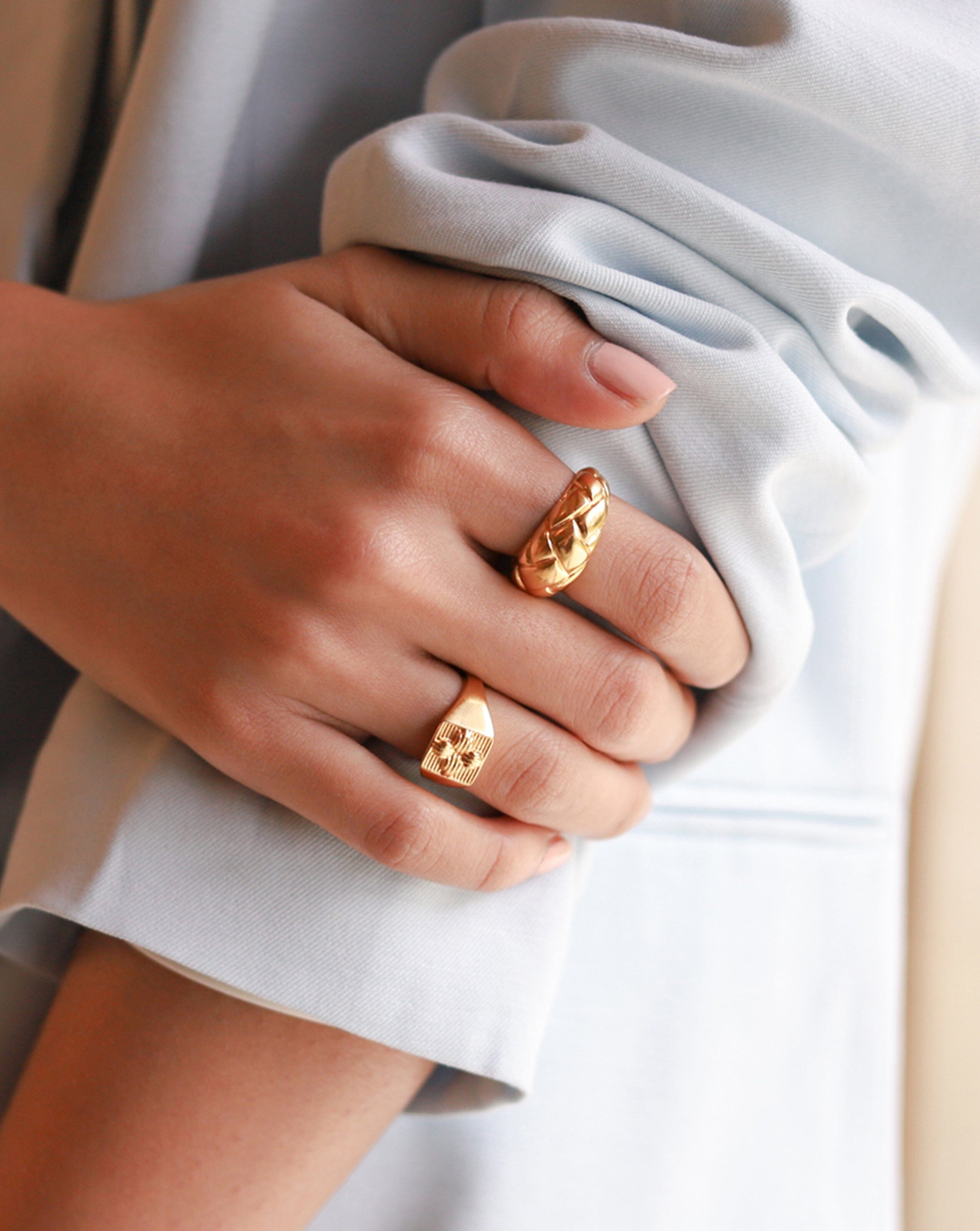 Lucy Williams Dome Waffle Ring | 18k Gold Vermeil Stackable Ring for Women | Elegant Jewelry Gift for Birthday, Anniversary & Everyday Wear