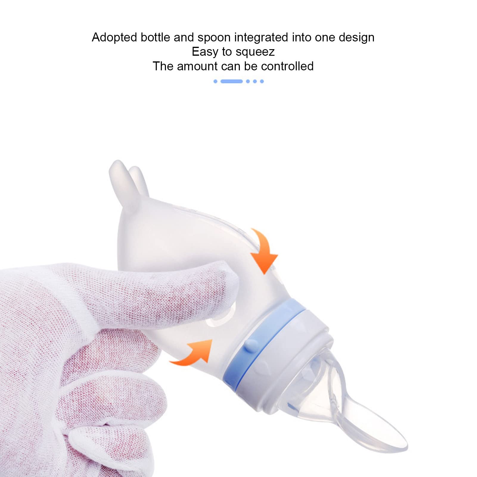 Soft Silicone Baby Squeeze Bottle with Spoon Feeder - Cute Integrated Design, Easy to Clean, BPA-Free for Infant Rice Cereals & Purees - Perfect for On-the-Go Feeding at Home or Travel