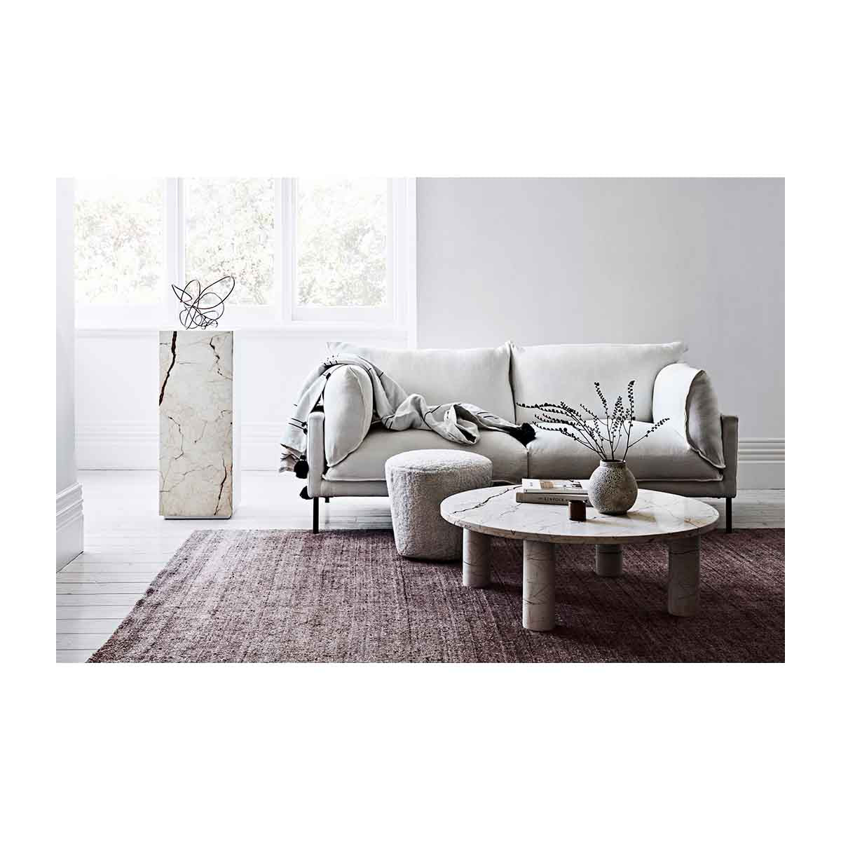 Amara Round Leg Marble Coffee Table - Modern Living Room Furniture for Small Spaces, Home Decor Centerpiece for Apartments & Condos