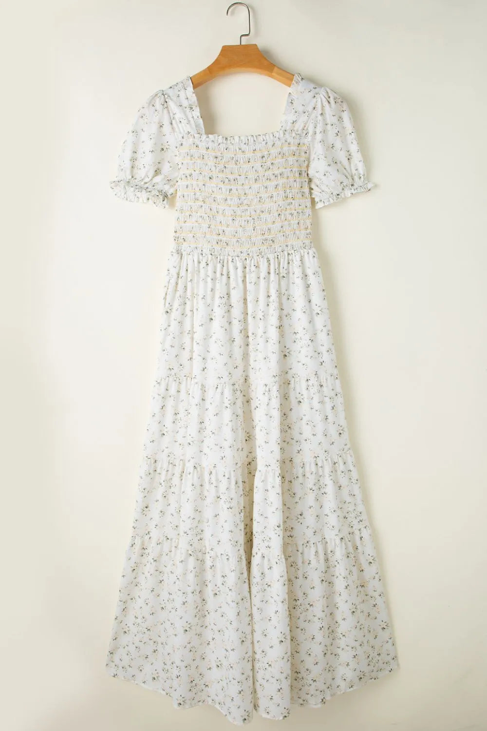 Floral Short Puff Sleeve Maxi Summer Dress for Women - Boho Chic Beach Wedding Party Outfit