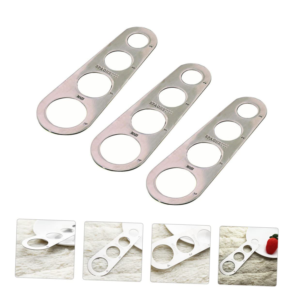 3-Piece Noodle Measuring Ruler Set - Spaghetti Portion Control Tool with 4 Holes - Perfect Kitchen Gadget for Measuring Pasta Portions | Ideal for Home Cooks, Restaurants & Meal Prep