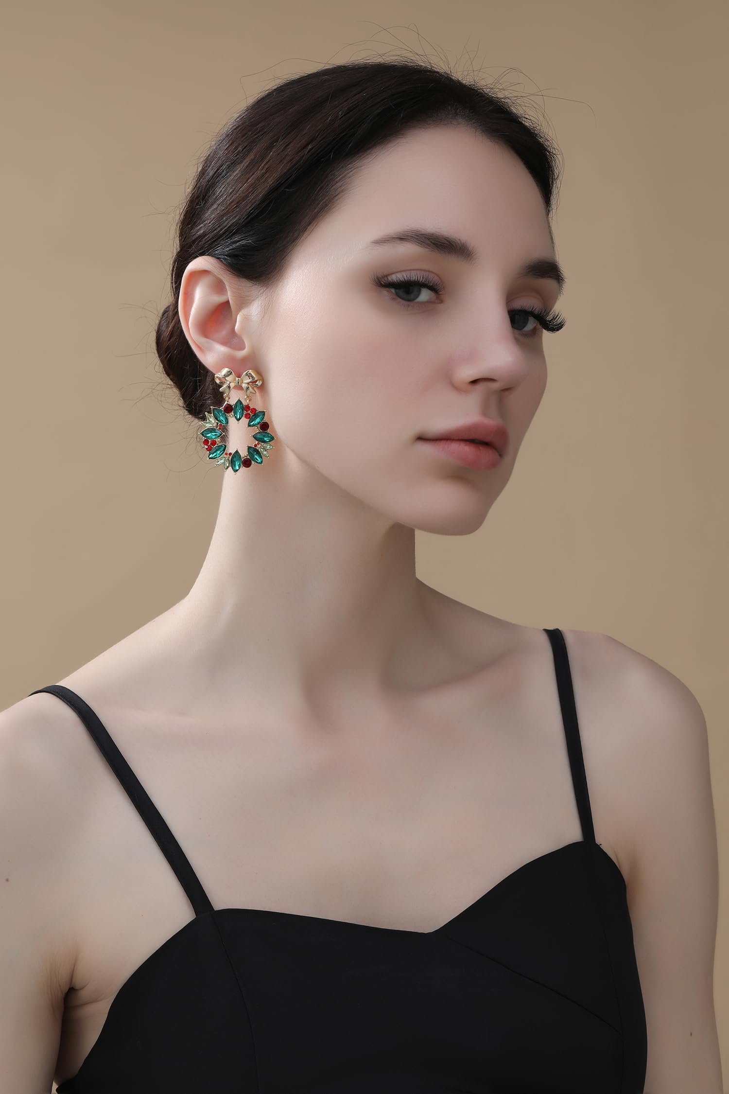 Hypoallergenic Christmas Earrings for Women - Festive Bow Wreath & Santa Claus Dangle Earrings | Holiday Jewelry Gift for Party, Office & Family Gatherings