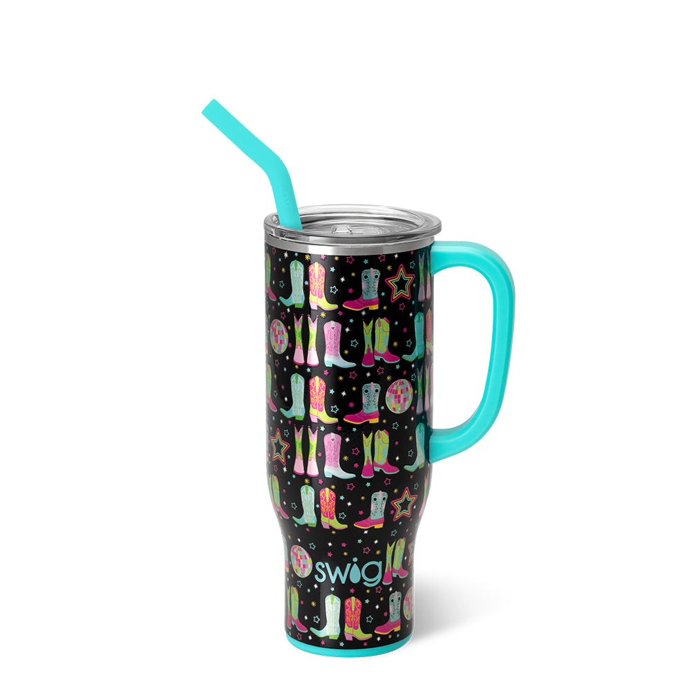 Disco Cowgirl Mega Mug 30oz - Large Insulated Tumbler with Handle for Hot & Cold Drinks - Perfect for Western Parties, Rodeos & Cowgirl Themed Events