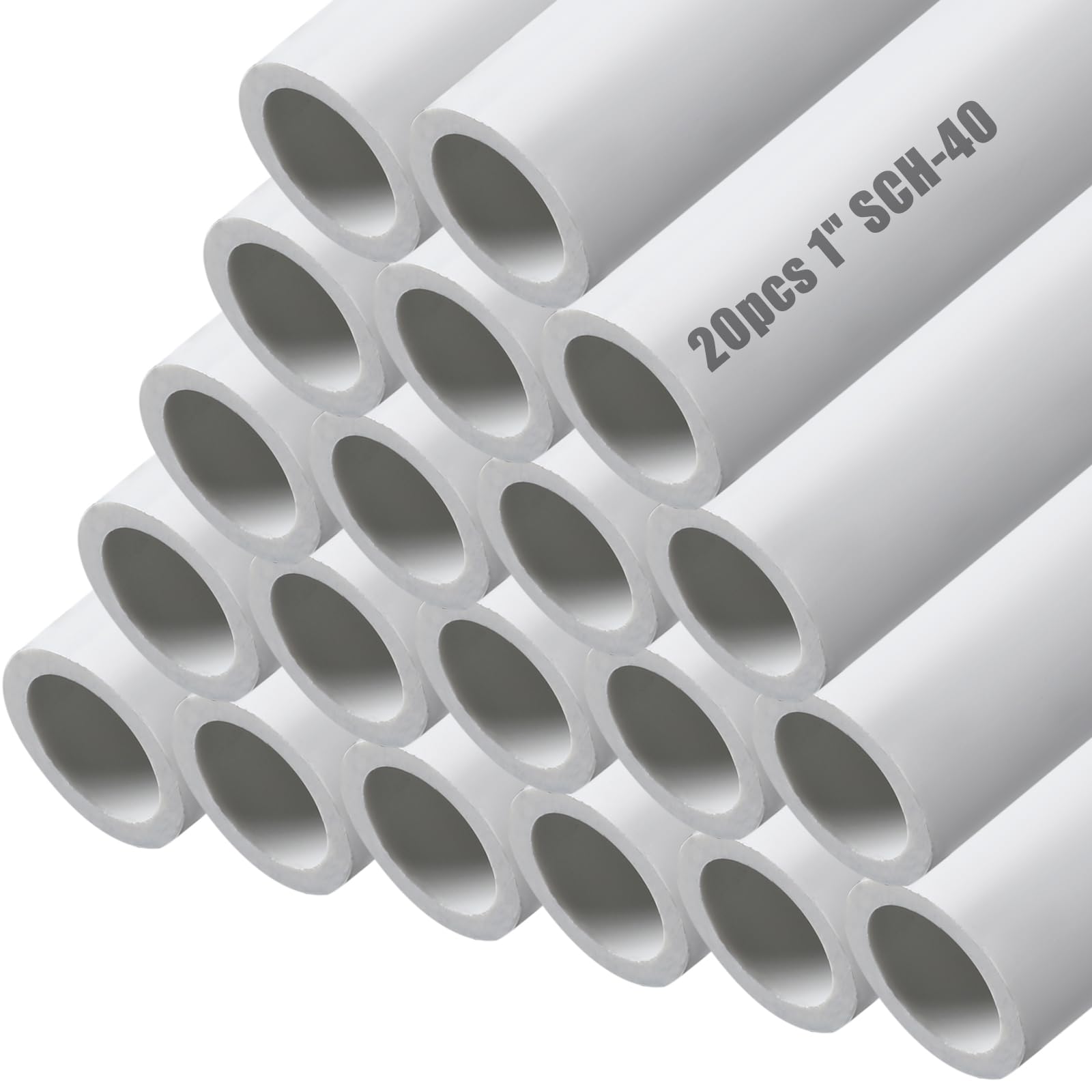 20 Pcs White PVC Pipe Sch40 Furniture Grade for DIY Projects - 1 Inch x 4 Ft - Perfect for Home, Greenhouse, Garden, Farm & Workshop Use