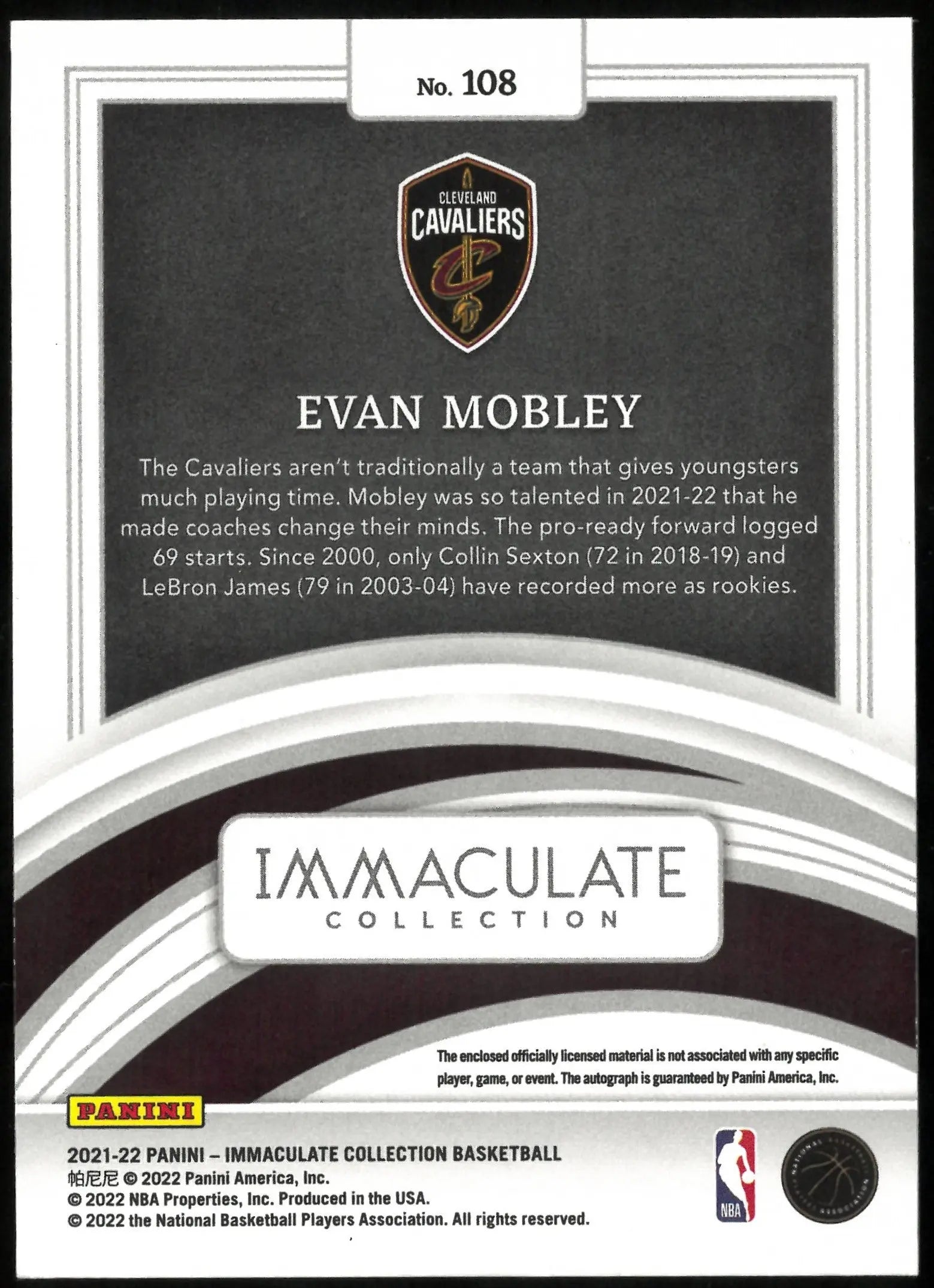 2021-22 Panini Immaculate Basketball Evan Mobley Rookie Patch Autograph 07/10 - Rare NBA Collectible for Fans & Investors - Perfect for Display, Trading Cards Collection and Sports Memorabilia Enthusiasts