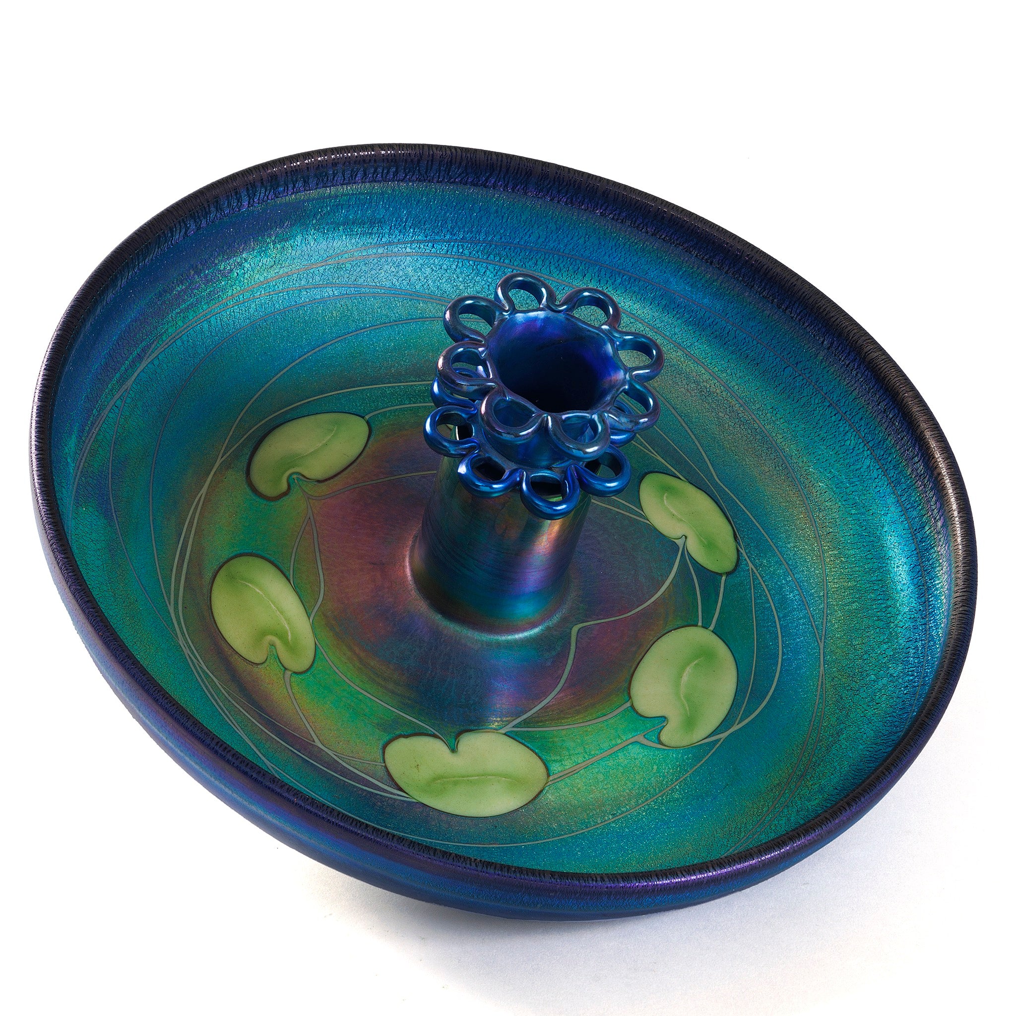 Tiffany Studios New York Favrile Glass Bowl - Handcrafted Art Glass Centerpiece for Dining Table Decor, Wedding Centerpiece, Luxury Home Decor