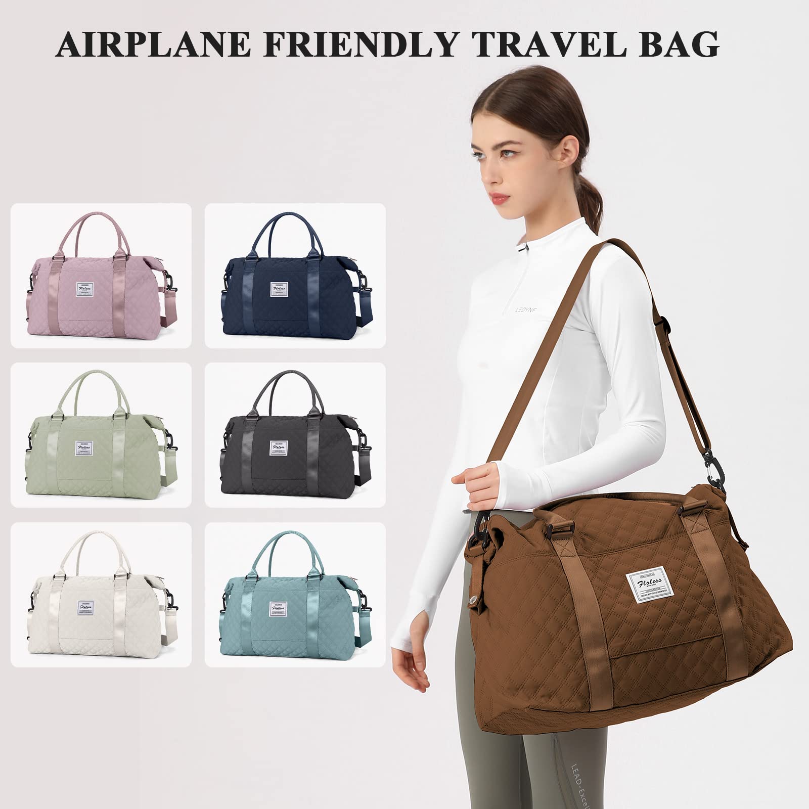 Best Women's Travel Duffel Bag - Carry On Weekender Overnight Bag in Sugar Brown | Perfect for Gym, Weekend Getaways & Business Trips | Lightweight & Durable Personal Item Bag
