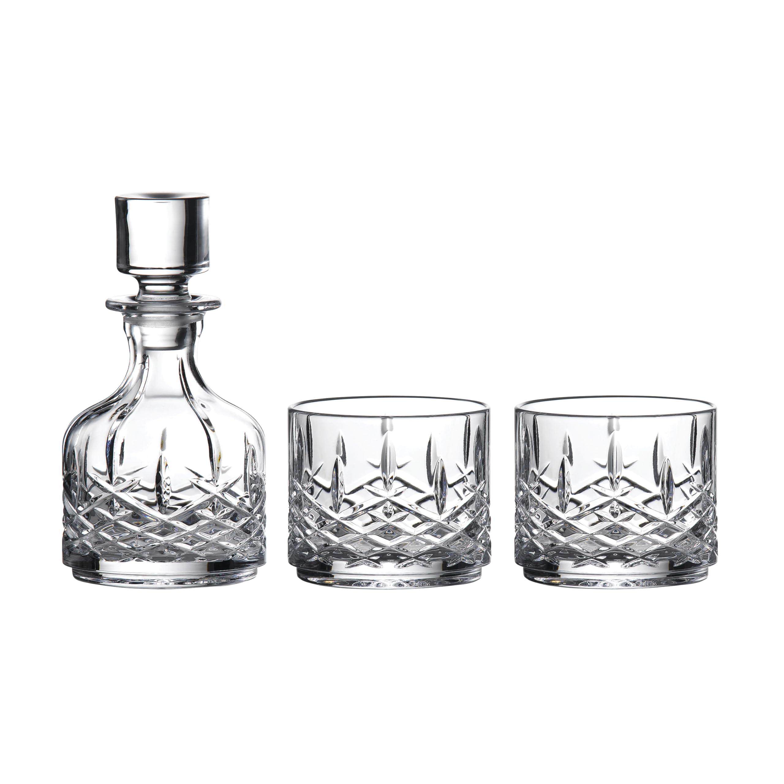 Crystal Waterford Markham Stacking Decanter & Tumbler Set - Elegant Whiskey Decanter with Glasses for Home Bar, Gift & Entertaining