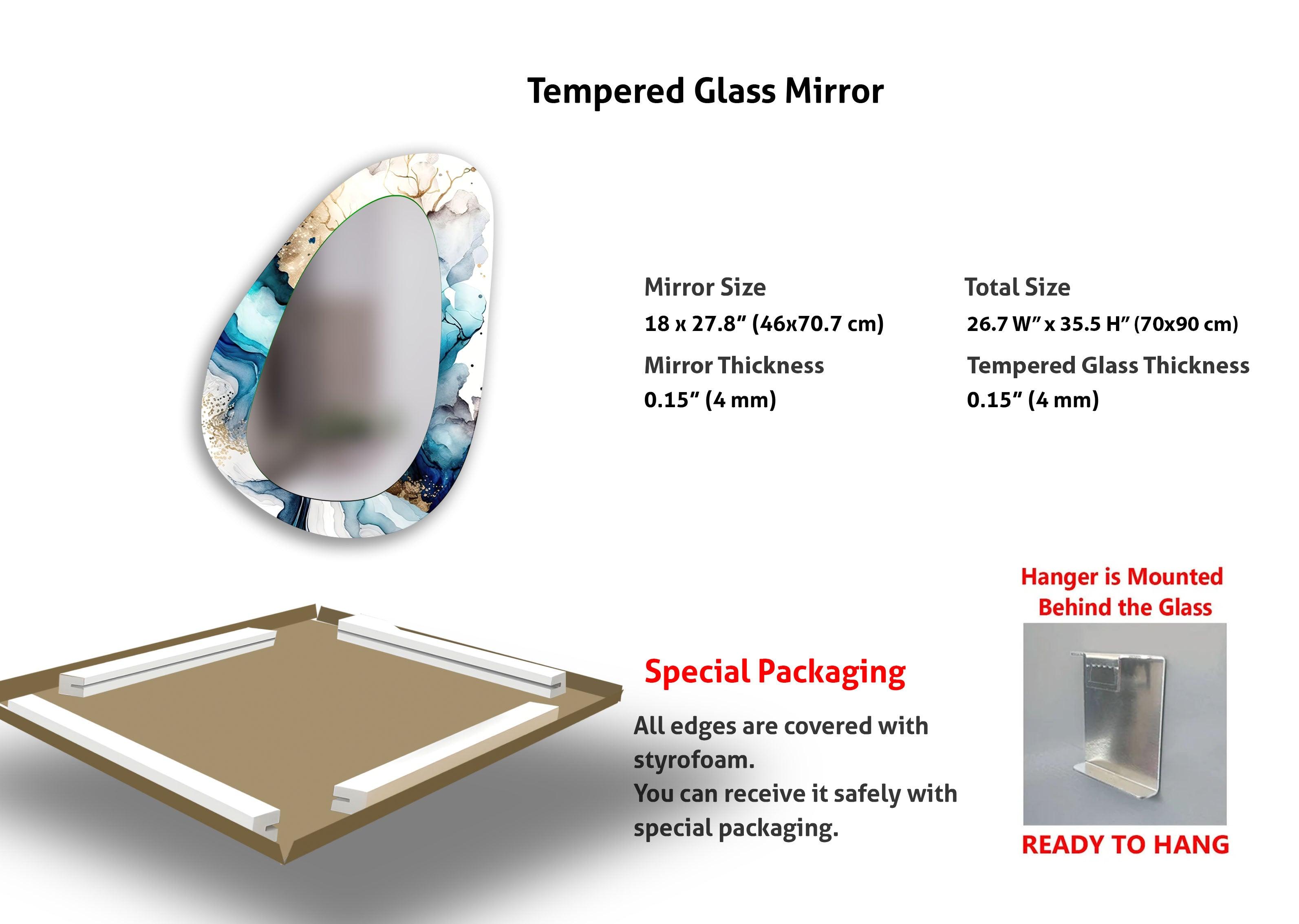 Modern Asymmetrical Wall Mirror - Unique Decorative Mirror for Living Room, Bedroom, Entryway - Adds Contemporary Style to Any Space