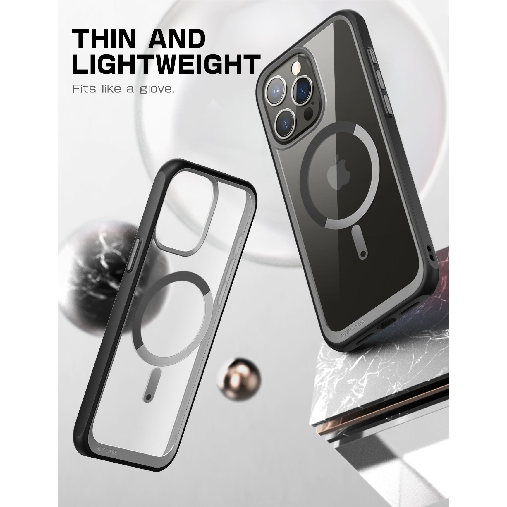iPhone 15 Pro Max 6.7 Inch Unicorn Beetle MAG Slim Clear MagSafe Protective Case - Shockproof & Scratch Resistant Cover for Everyday Use, Work & Travel (Black)