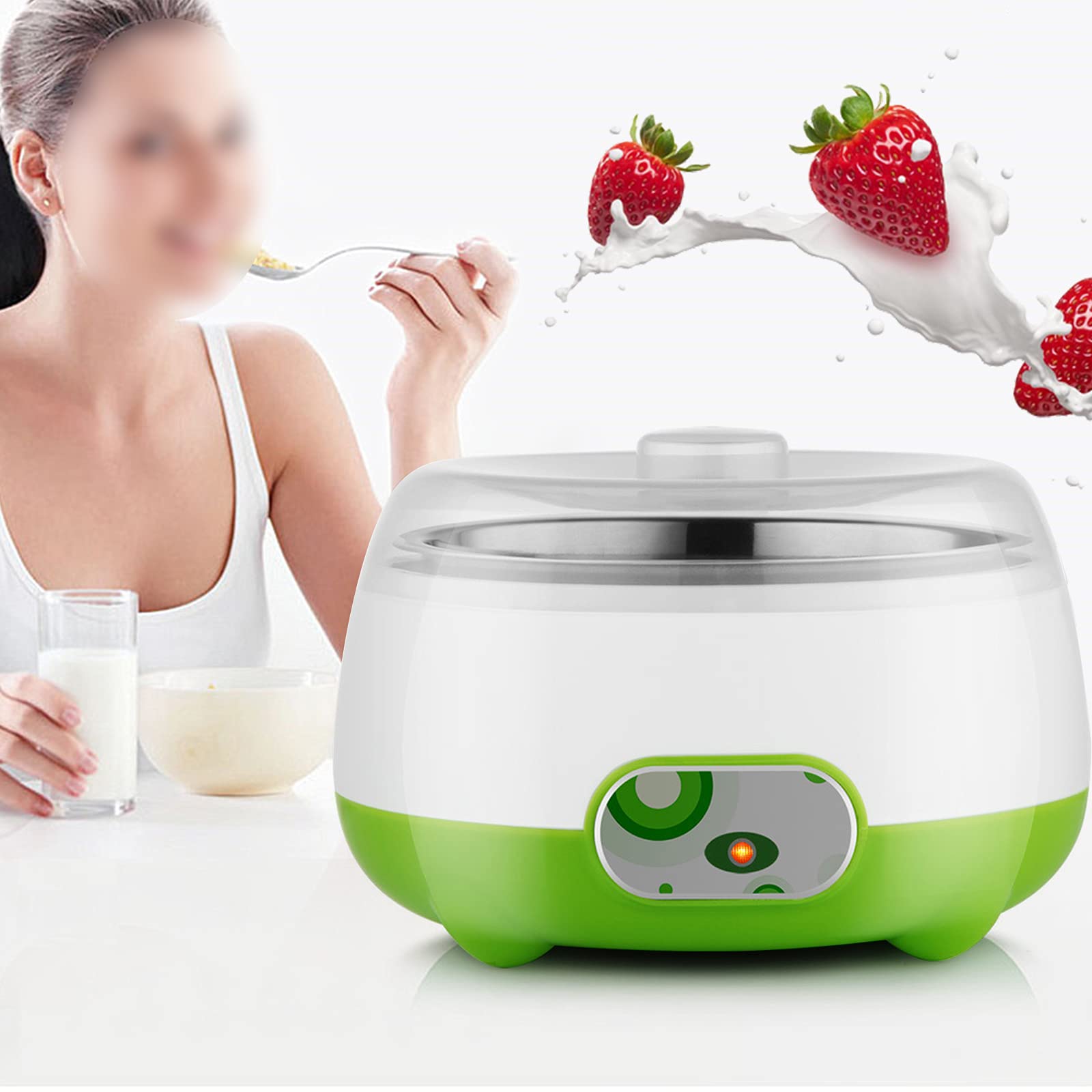 Automatic Electric Yogurt Maker with Stainless Steel Liner - 1L Constant Temperature Yogurt Machine for Homemade Greek & Probiotic Yogurt - Perfect for Keto, Vegan & Healthy Breakfast Prep