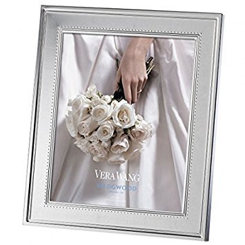 Vera Wang Wedgwood Grosgrain Silver 8x10 Picture Frame - Elegant Wedding Photo Display, Anniversary Gift & Home Decor for Bedroom, Living Room, Office
