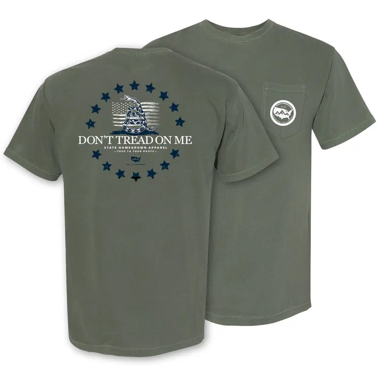 Don't Tread On Me Patriotic T-Shirt | American Flag Design Cotton Tee | State Homegrown Apparel for Men & Women | Perfect for 4th of July, Veterans Day & Political Rallies