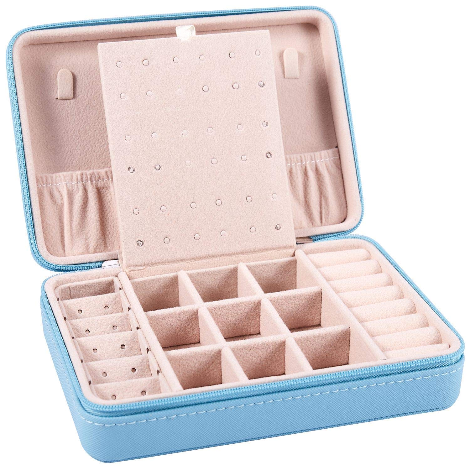 JF-XUAN Jewelry Storage Box - Portable Zipper Earring & Ring Organizer Display Case - Perfect for Travel, Home Decor, and Gift Giving