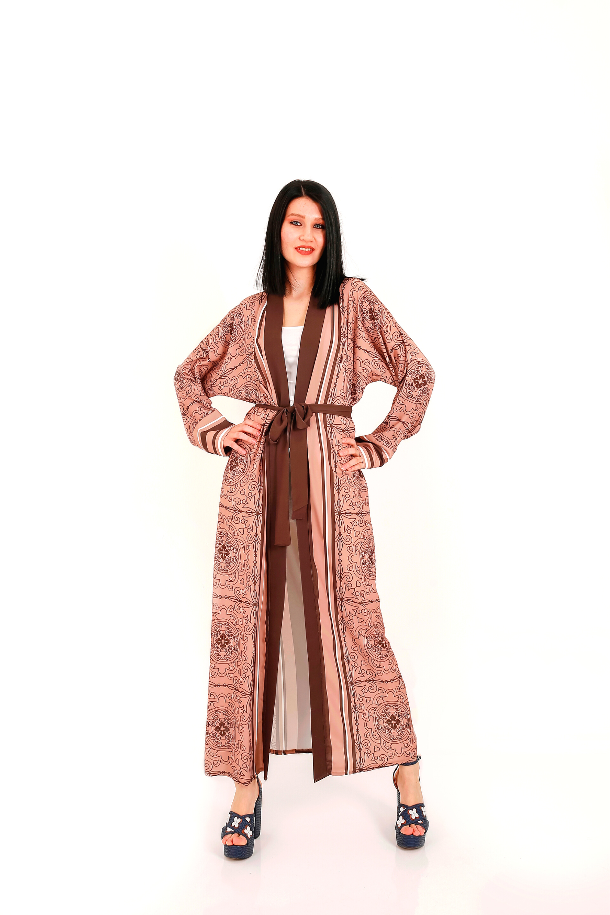 Japanese Inspired Open Front Kimono - Sasha Floral Print Lightweight Cover Up for Women, Beachwear, Loungewear, Yoga & Summer Outfits