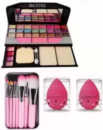 Professional SmieTrz Makeup Brush Set with Beauty Blender - Complete Cosmetic Kit for Flawless Foundation, Contouring & Blending - Perfect for Home, Salon & Travel Use