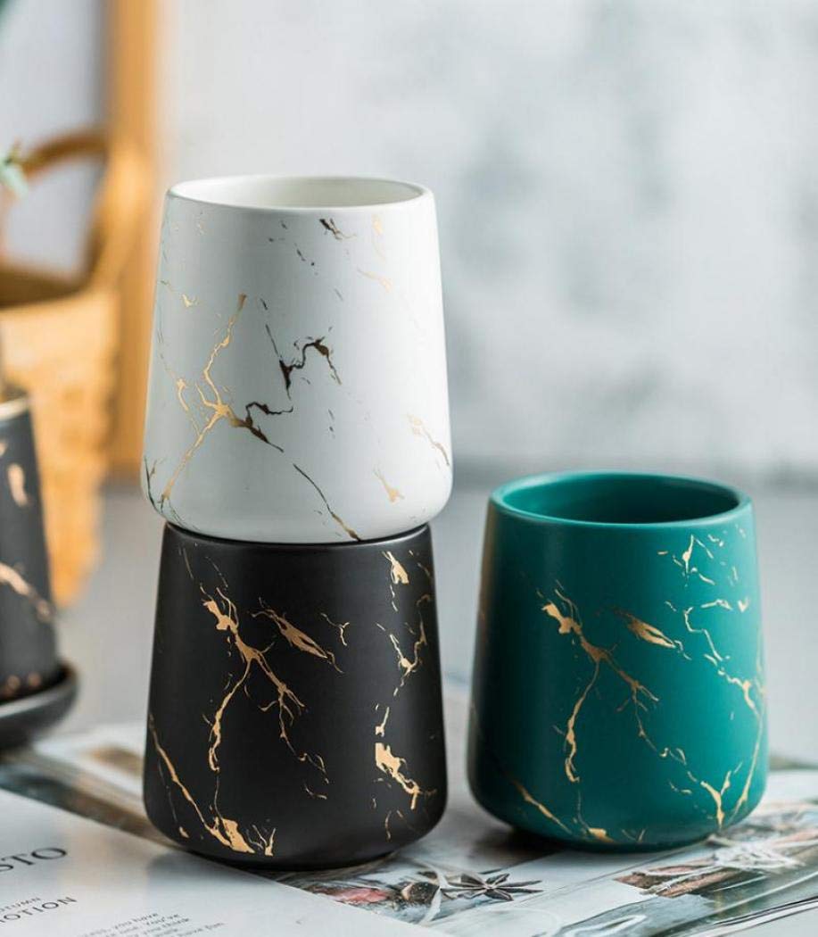 Luxury 4-Piece Marble Pattern Ceramic Bathroom Accessories Set - Soap Dispenser, Toothbrush Holder, Tumbler & Tray - Modern Bathroom Decor for Home & Hotel (Dark Green) | Elegant Spa-Style Upgrade for Master Bath & Guest Powder Room