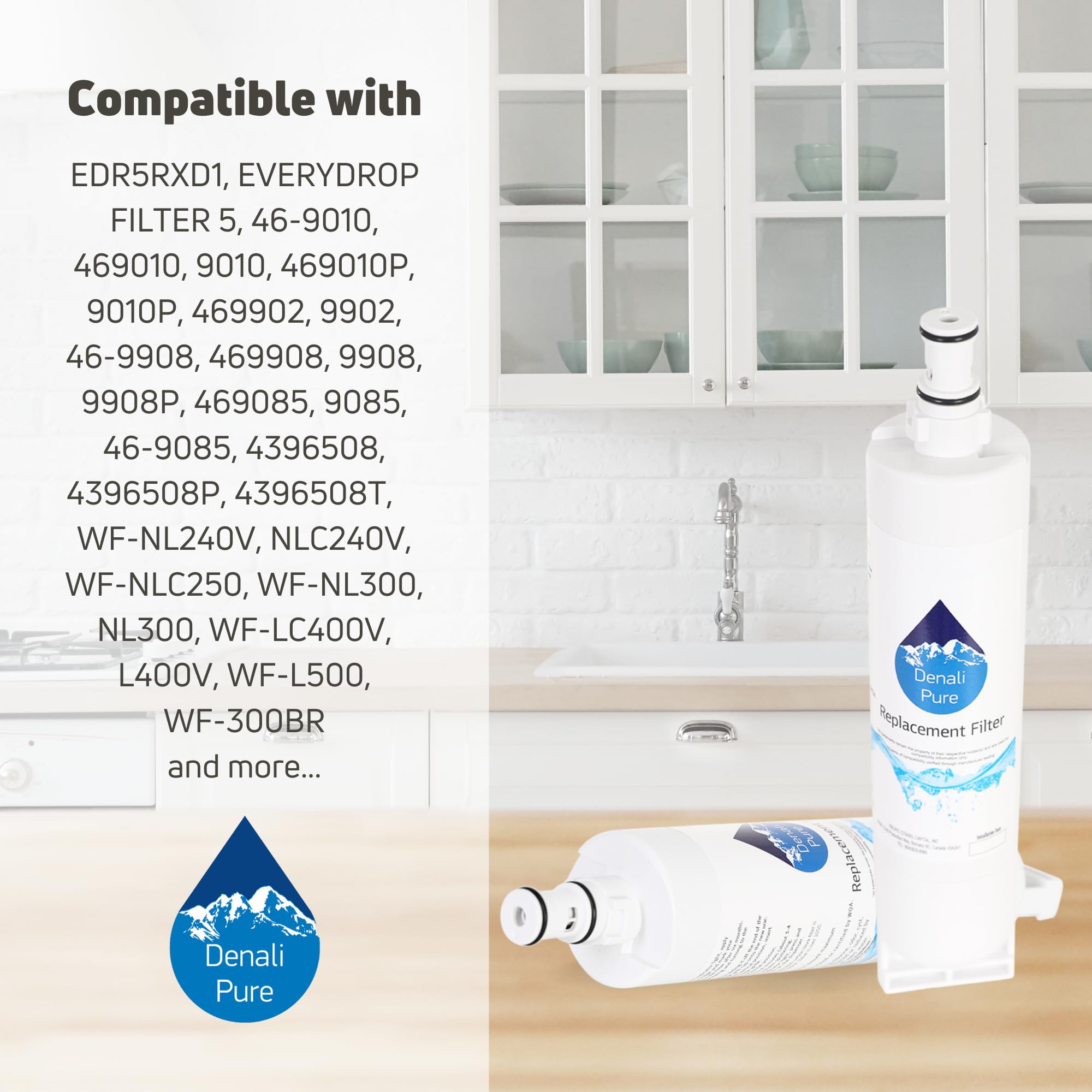Whirlpool GD5SHGXLQ01 Refrigerator Water Filter Replacement - Compatible with Whirlpool 4396508 & 4396510 | Pure Drinking Water for Home & Office Fridge