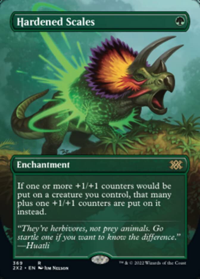 Magic: The Gathering - Hardened Scales (369) - Borderless Foil - Double Masters 2022 MTG Card - Perfect for Commander & Modern Deck Builders - Enhance +1/+1 Counter Strategies