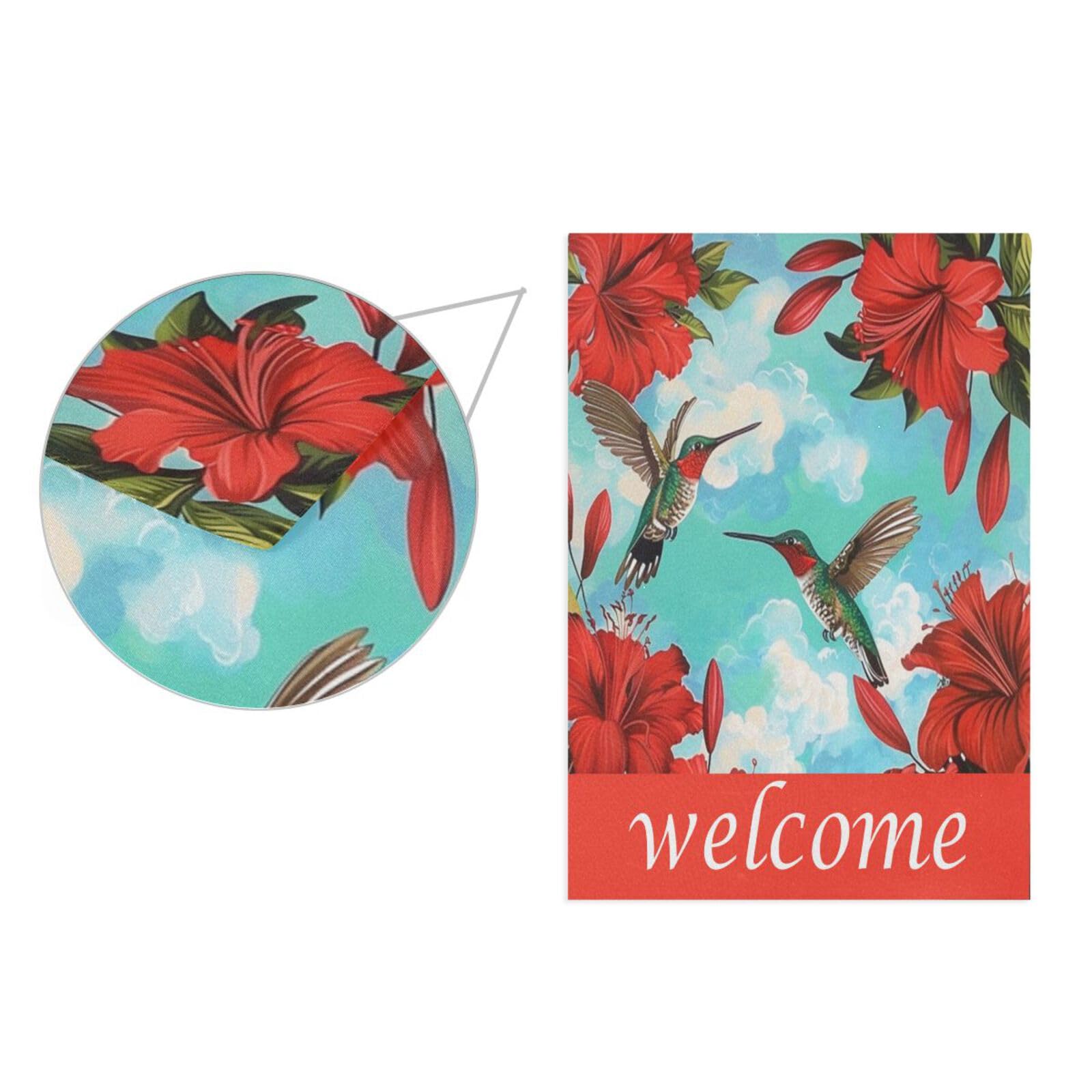 Double Sided Hummingbird & Hibiscus Garden Flag 12x18 Inch - Spring Summer Welcome Decoration for Yard, Lawn, Porch & Farmhouse Outdoor Decor | Perfect for Seasonal Home & Garden Display