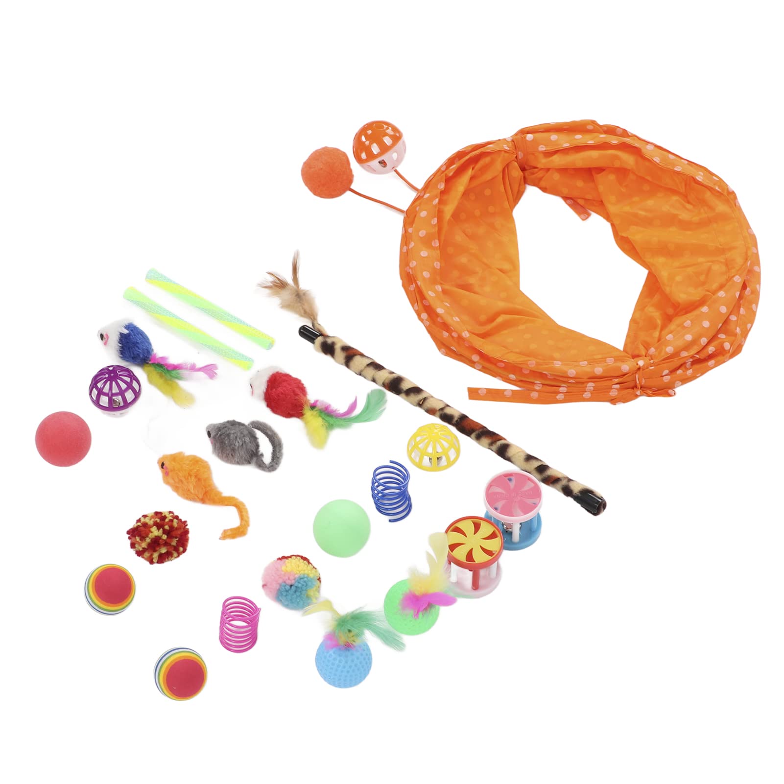 Pssopp 22PCS Cat Toys Set - Interactive Kitten Toys with Feathers, Fluffy Mice, Balls & Bells - Fun Cat Tunnel for Indoor Play - Perfect for Exercise, Hunting & Bonding with Your Pet Cat