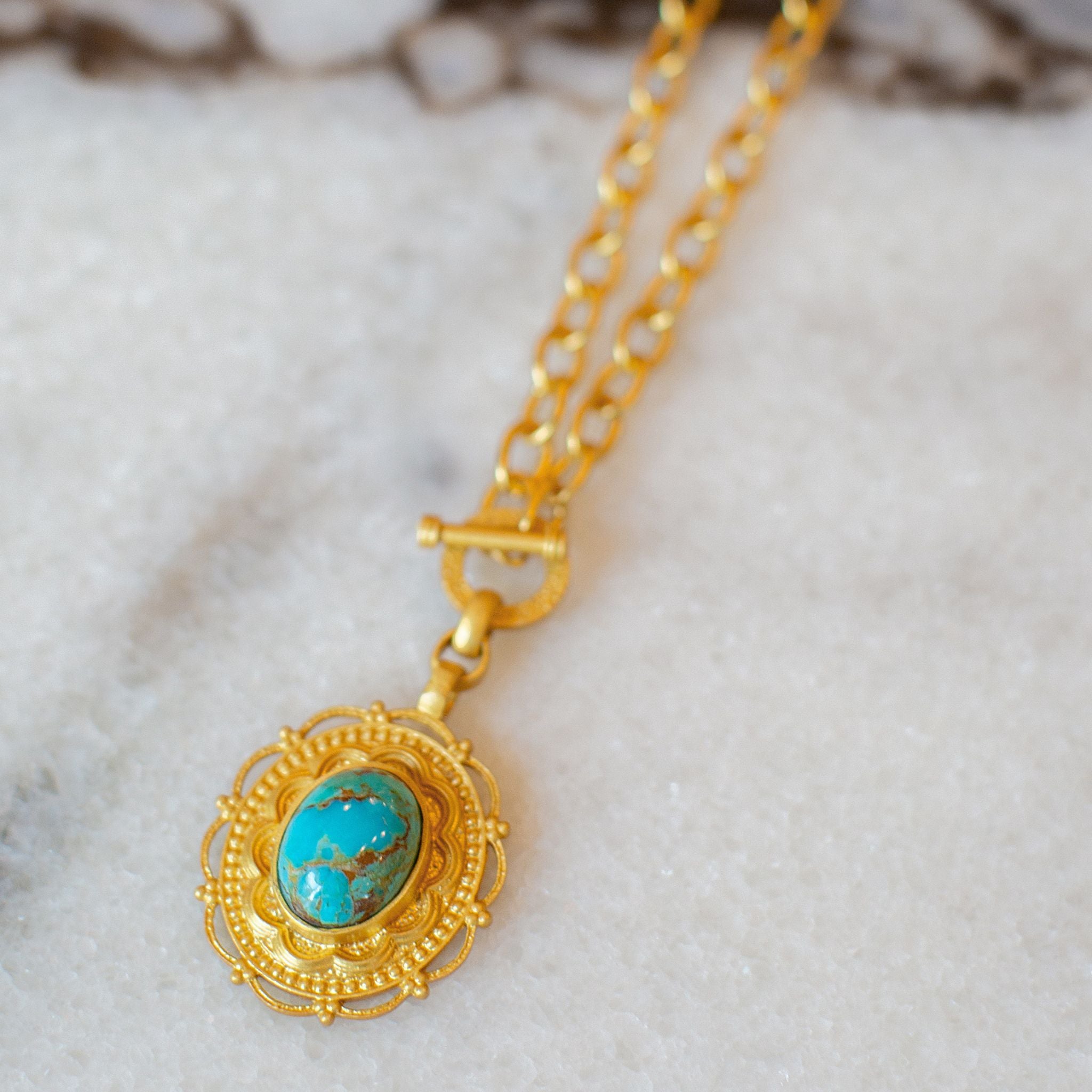 Meet Me in Mykonos Toggle Necklace - Turquoise Blue Boho Jewelry for Women | Perfect for Beach Vacations, Summer Outfits & Layering
