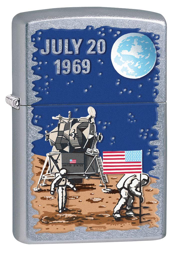 Zippo Lighter Moon Landing 1969 Commemorative Edition - Street Chrome 80418 | Vintage Collectible Windproof Lighter for Camping, Hiking & Outdoor Adventures