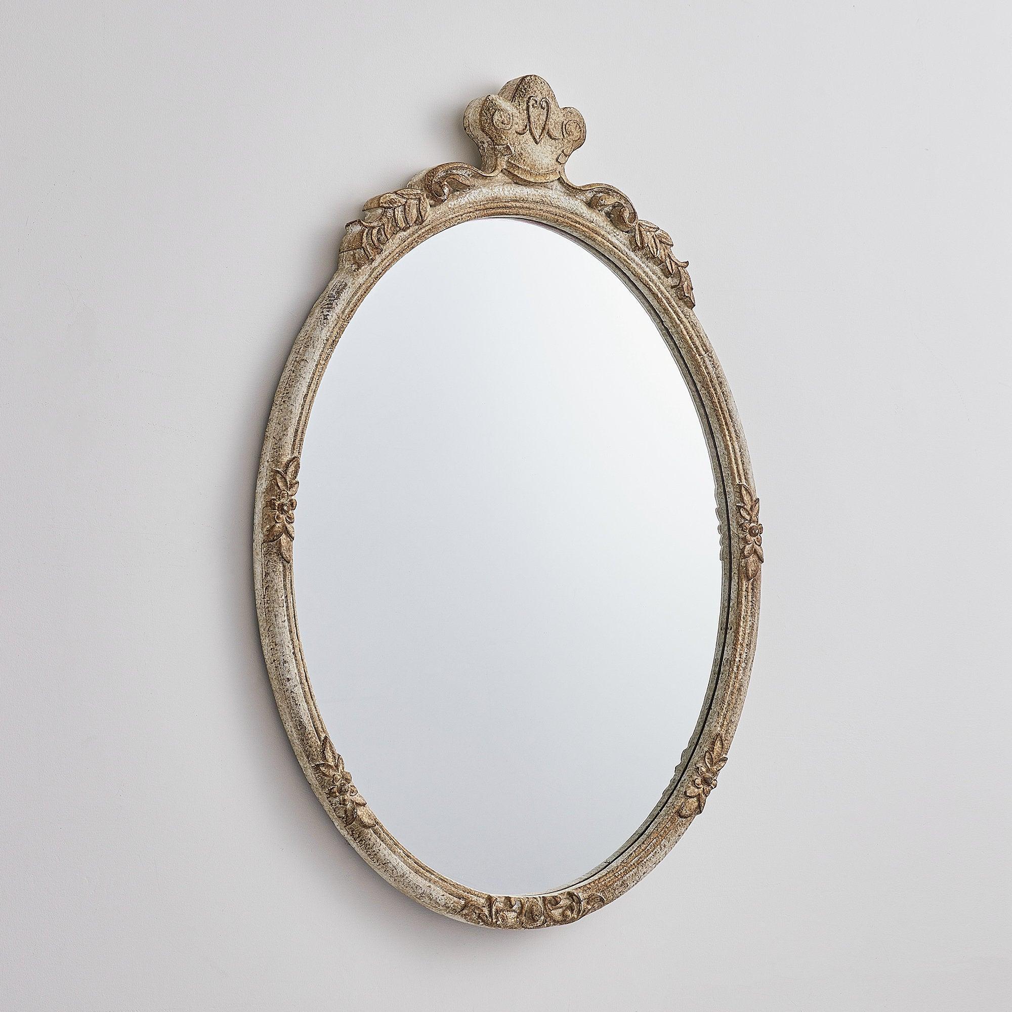 Rustic Wood Frame Oval Wall Mirror - Traditional Decorative Hanging Mirror for Living Room, Bedroom & Entryway Decor