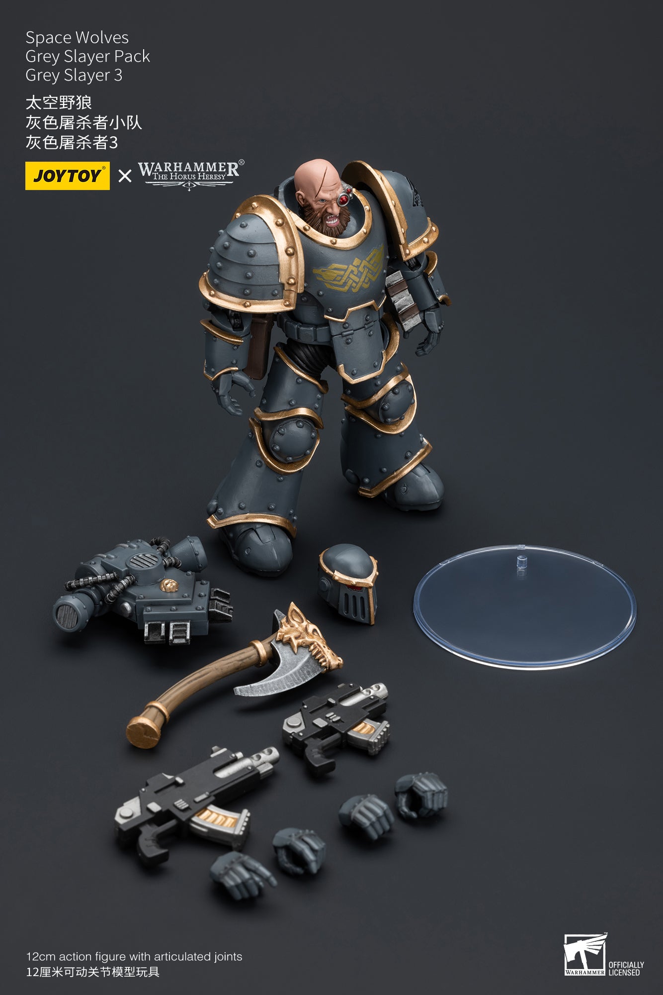 JOYTOY 1/18 Scale Warhammer The Horus Heresy Space Wolves Grey Slayer Action Figure Pack - Collectible Model for Display, Gaming & Warhammer 40K Battle Scenes