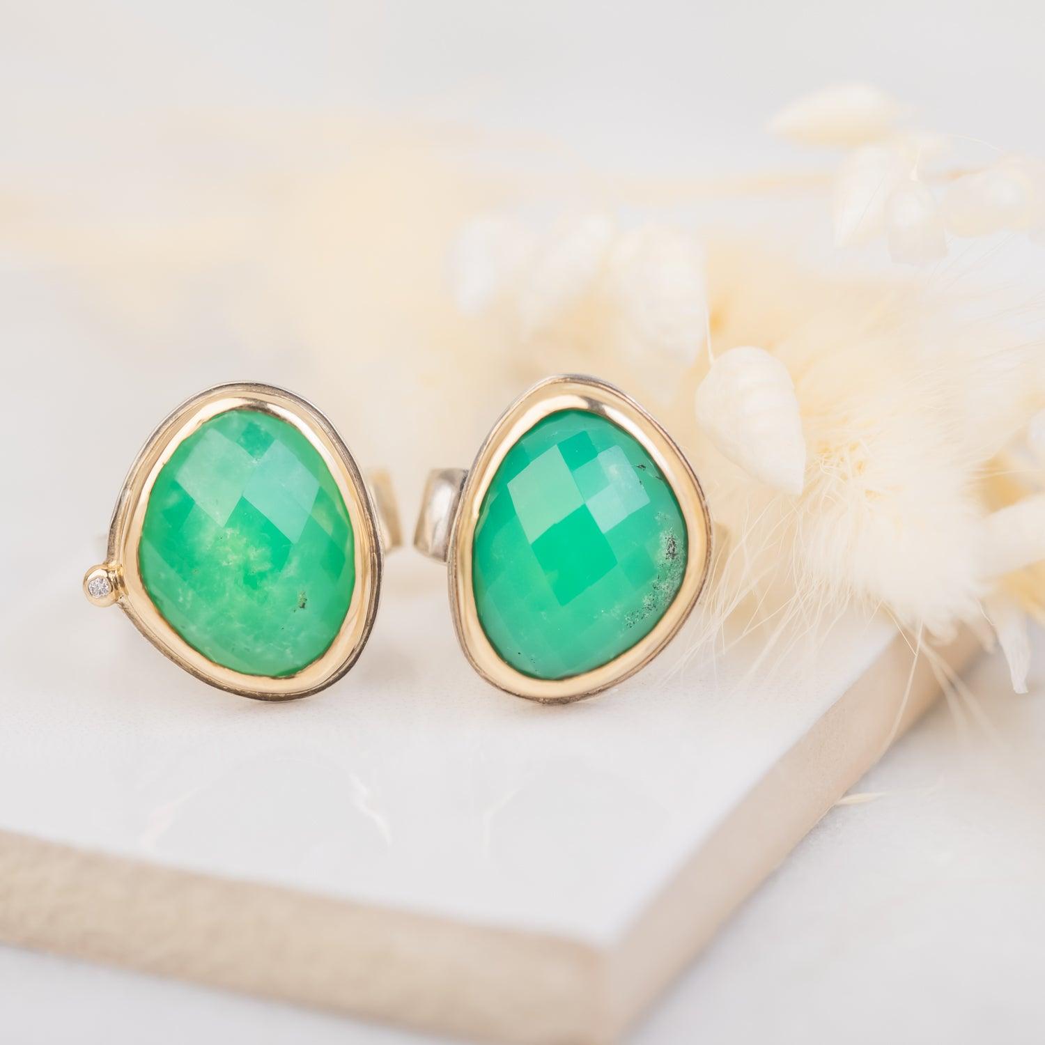 Elegant Sybil Chrysoprase & Diamond Ring for Women – Perfect for Weddings, Parties & Special Occasions