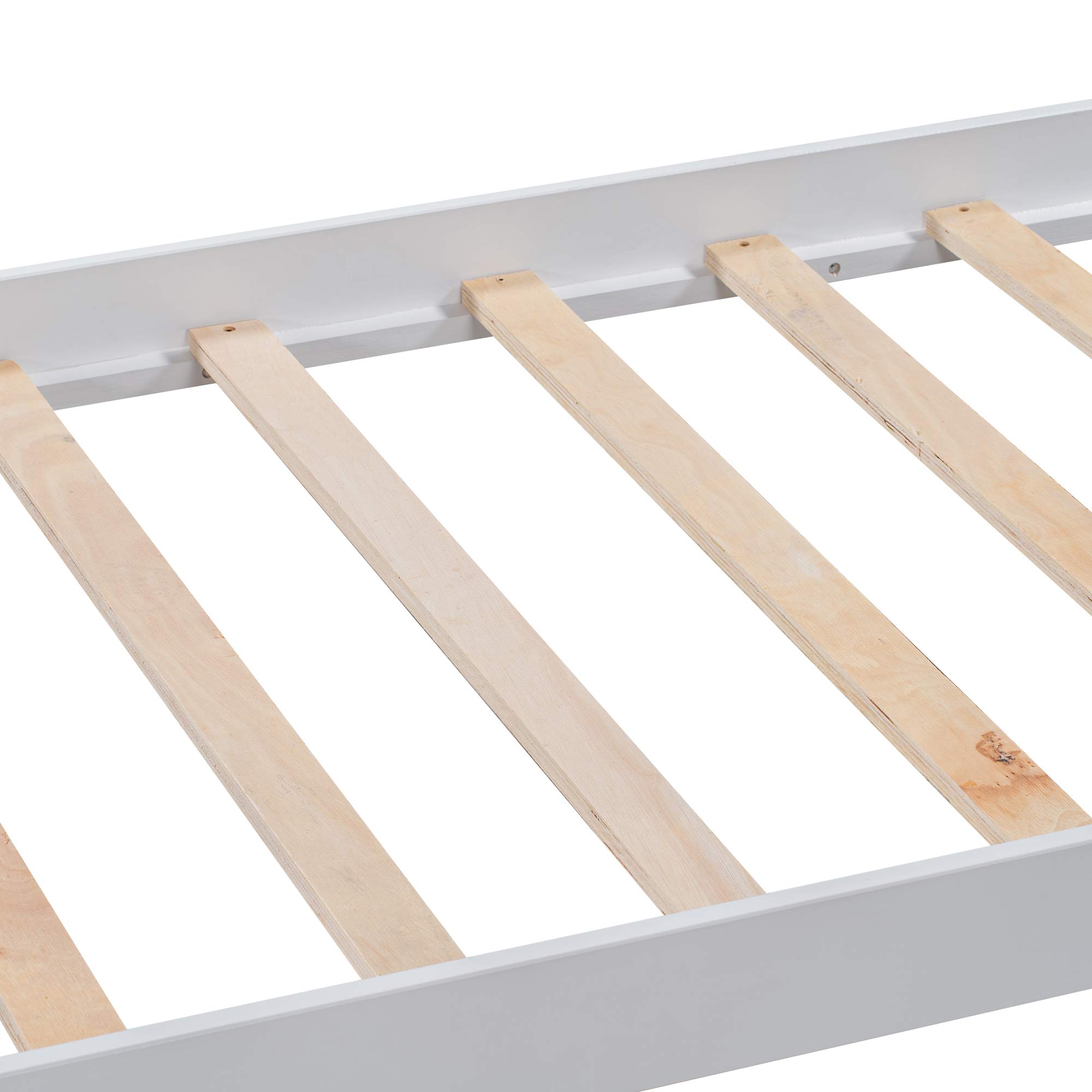 KLMM Twin Platform Bed with Trundle - Solid Wood Daybed & Captain's Bed for Bedroom or Living Room - White Wooden Slat Support - Perfect for Guest Rooms, Small Spaces & Multi-Functional Furniture Needs